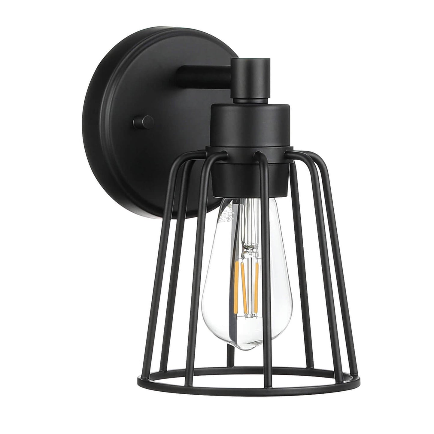 Vintage Cage Farmhouse Wall Sconce - Black Light Fixtures XB-W1287-1-MB