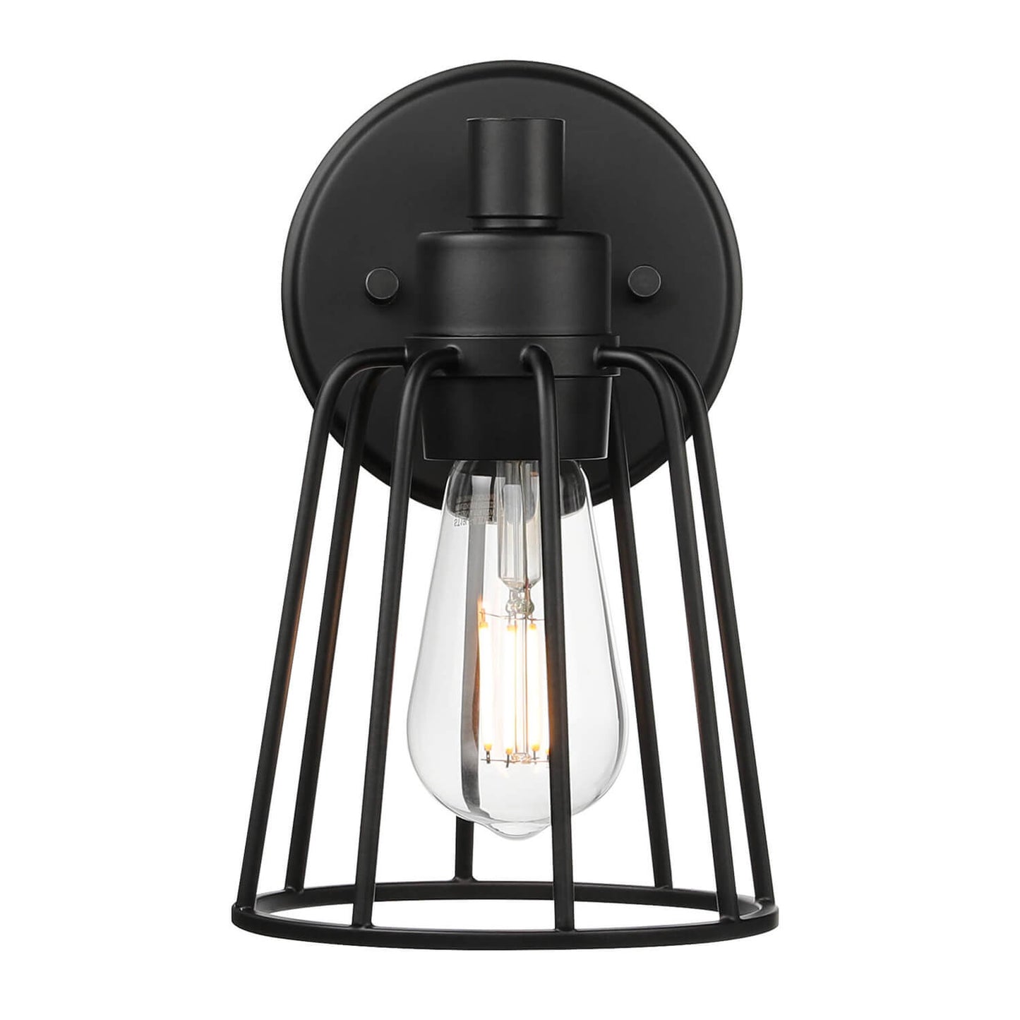 Vintage Cage Farmhouse Wall Sconce - Black Light Fixtures XB-W1287-1-MB