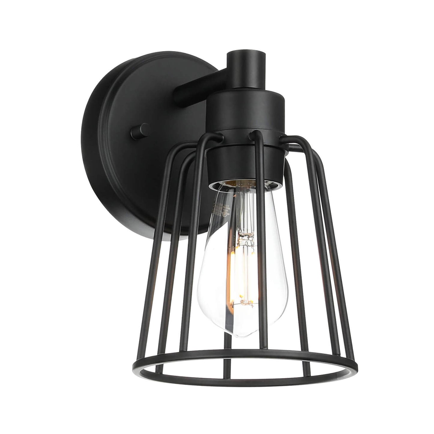 Vintage Cage Farmhouse Wall Sconce - Black Light Fixtures XB-W1287-1-MB