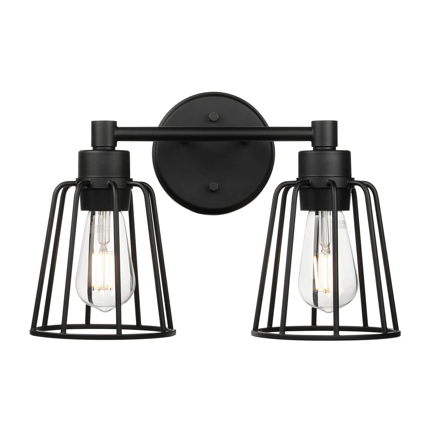 Black 2-Light Farmhouse Cage Vanity Wall Lighting XB-W1287-2-MB