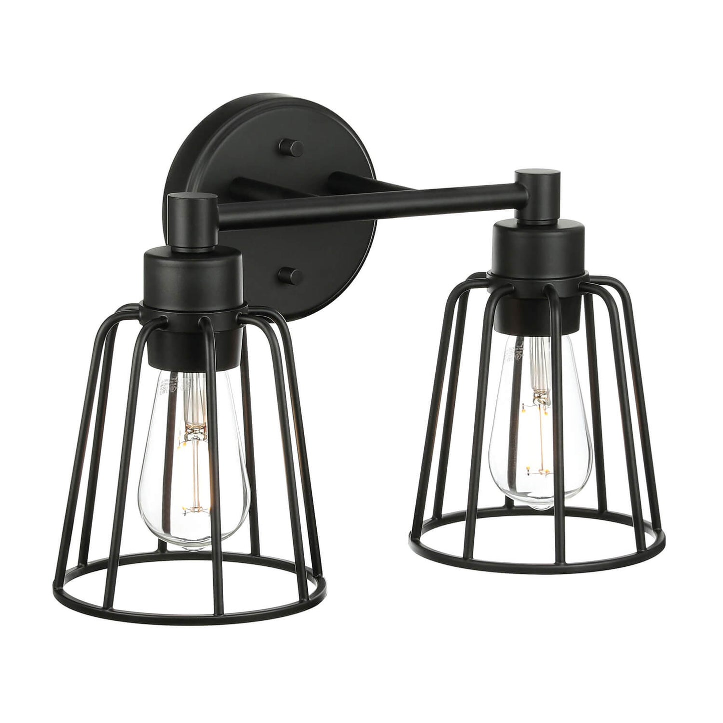 Black 2-Light Farmhouse Cage Vanity Wall Lighting XB-W1287-2-MB