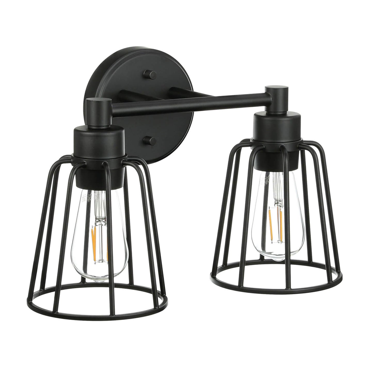 Black 2-Light Farmhouse Cage Vanity Wall Lighting XB-W1287-2-MB