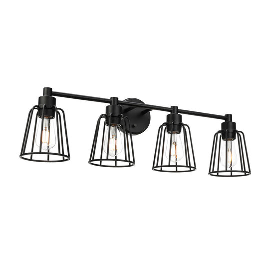 Industrial Black Cage Vanity Wall Lighting XB-W1287-4-MB