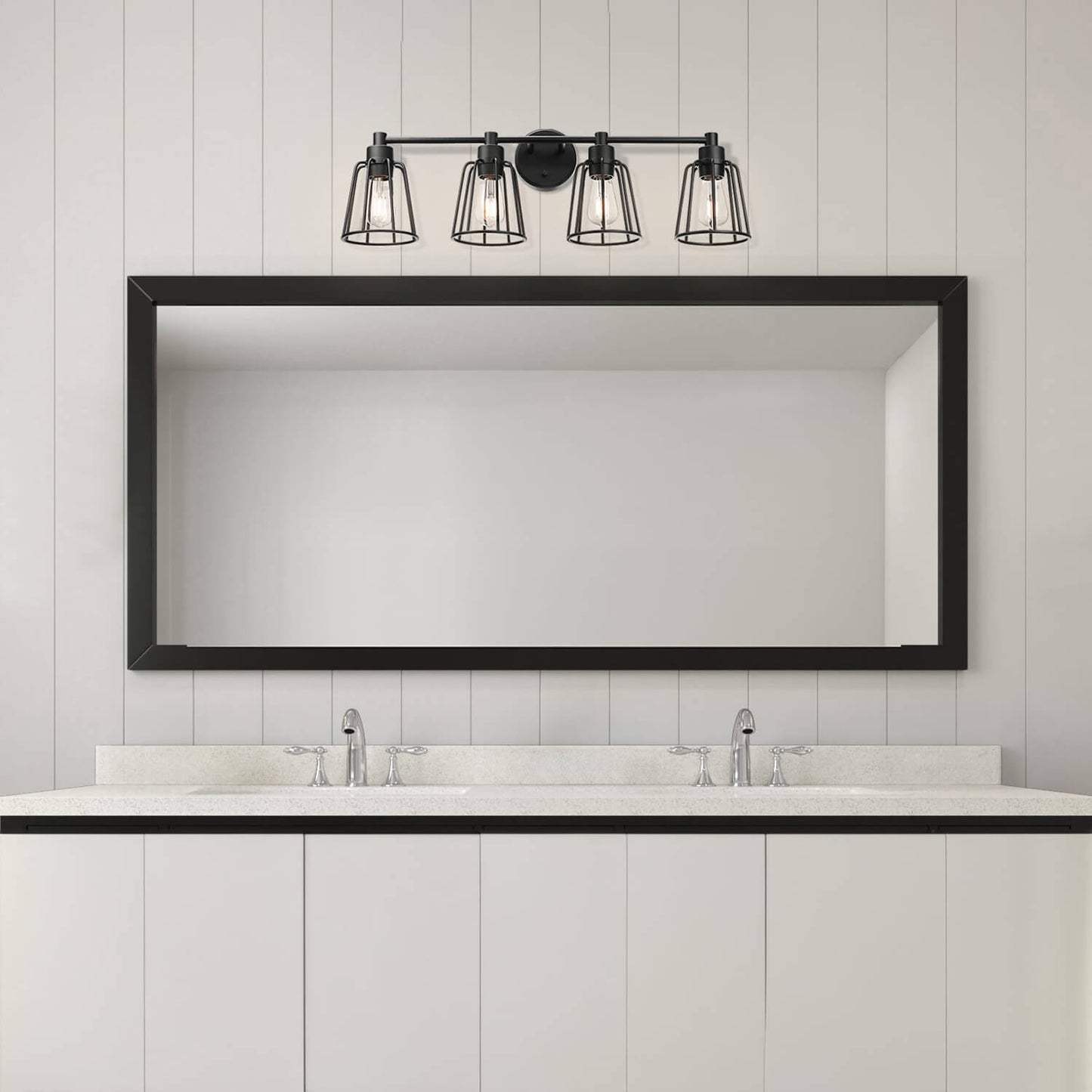 Industrial Black Cage Vanity Wall Lighting XB-W1287-4-MB