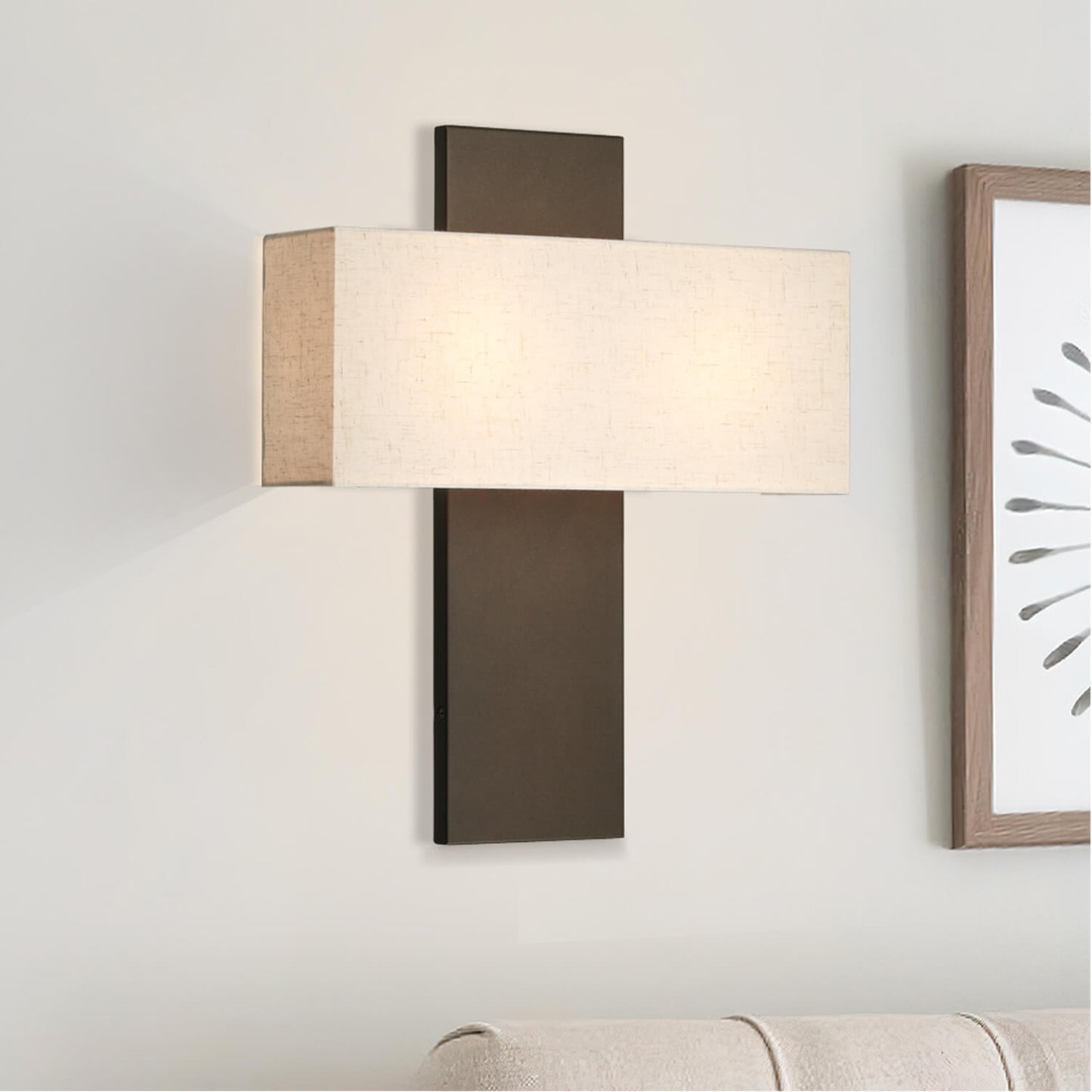 Set of 2 Modern Dark Bronze Wall Sconces with Fabric Shade XB-W1289-2-DB