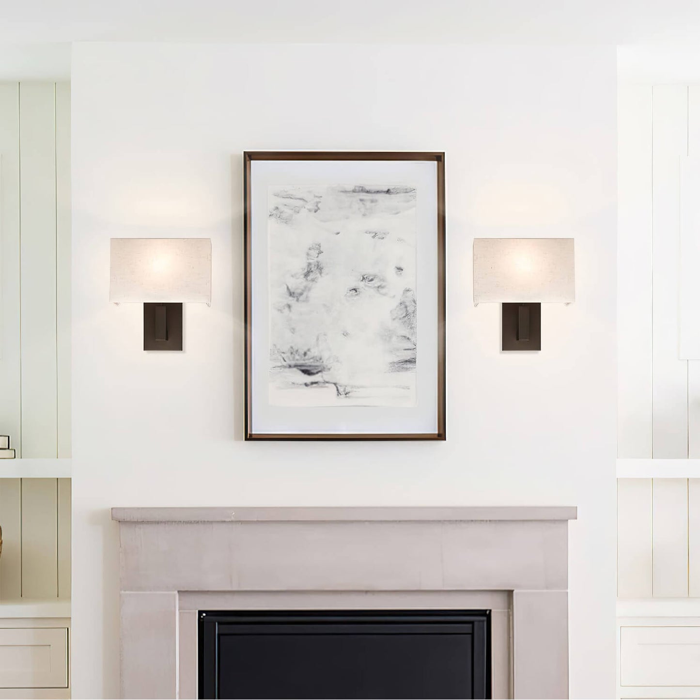Dark Bronze Bedside Wall Sconce Light with Fabric Shade XB-W1289-DB