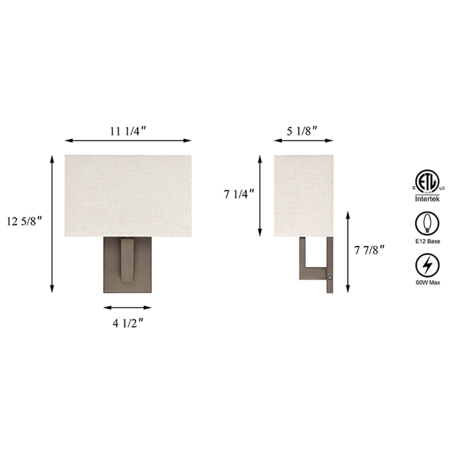 Dark Bronze Bedside Wall Sconce Light with Fabric Shade XB-W1289-DB