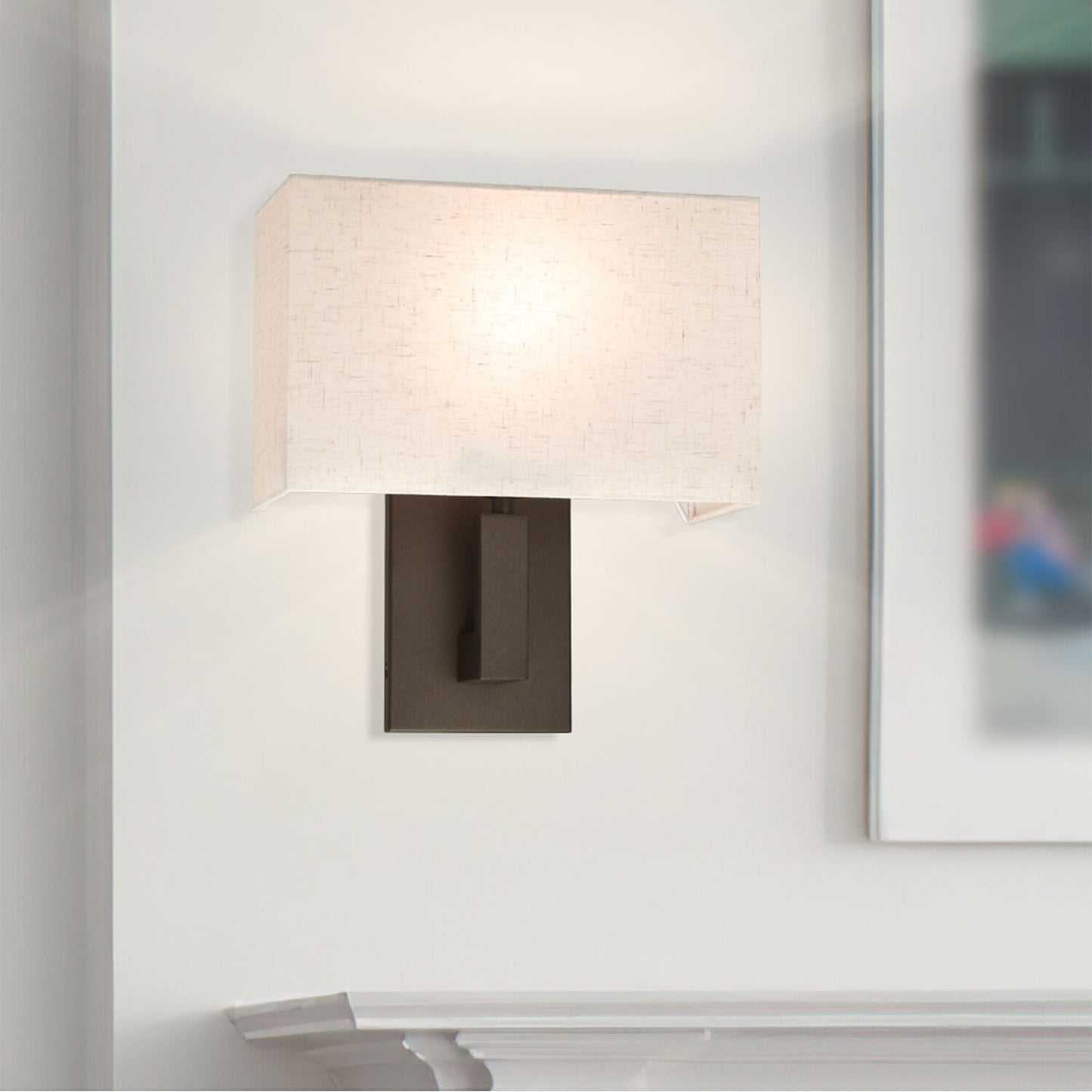 Dark Bronze Bedside Wall Sconce Light with Fabric Shade XB-W1289-DB