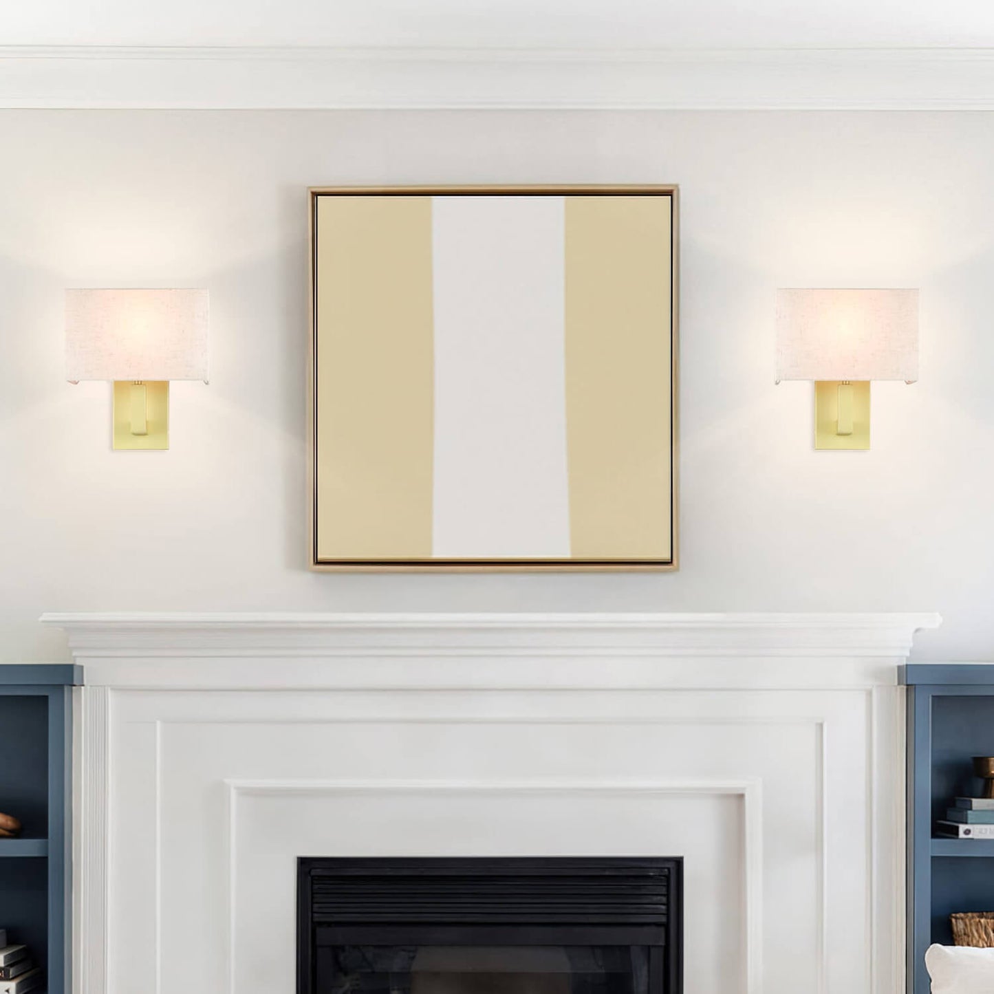 Satin Brass Wall Sconce Lighting with Fabric Shade XB-W1289-SB