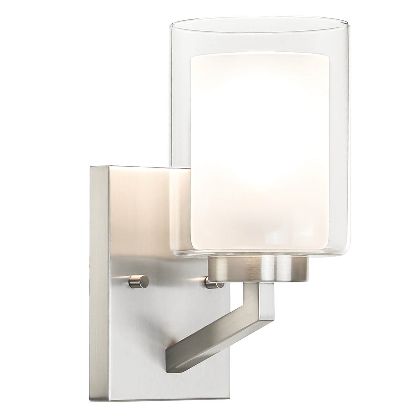 Modern Brushed Nickel Wall Sconce - Dual Glass XB-W1294-1-BN