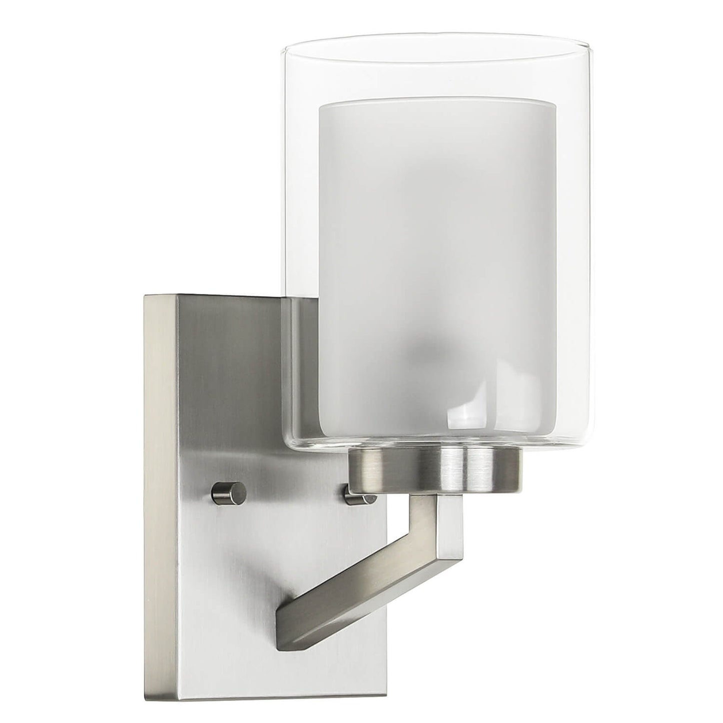 Modern Brushed Nickel Wall Sconce - Dual Glass XB-W1294-1-BN