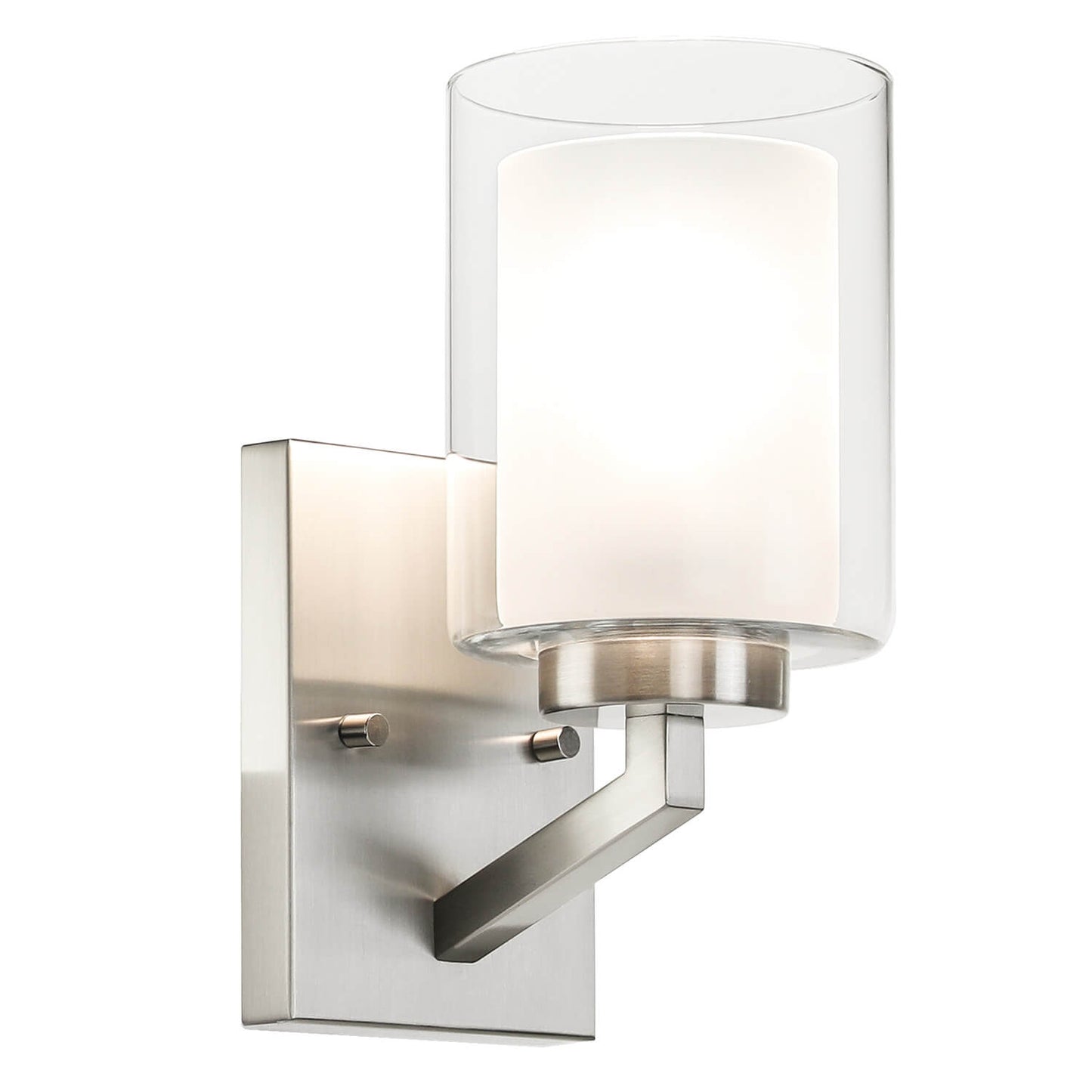 Modern Brushed Nickel Wall Sconce - Dual Glass XB-W1294-1-BN