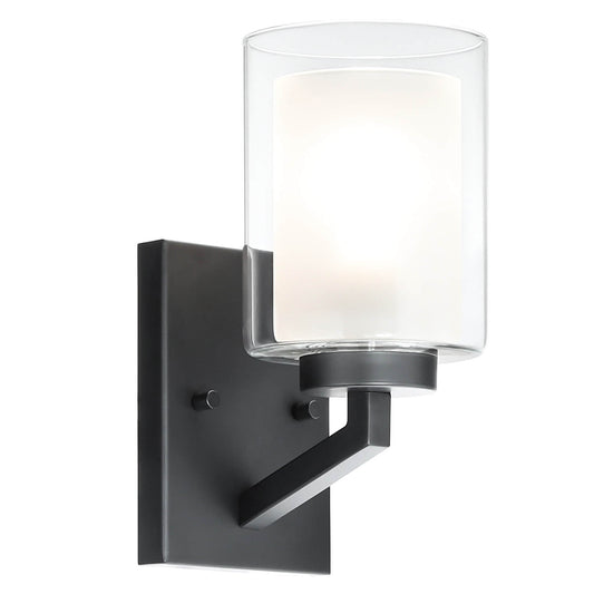 Black 1-Light Bathroom Wall Sconce with Dual Glass XB-W1294-1-MB