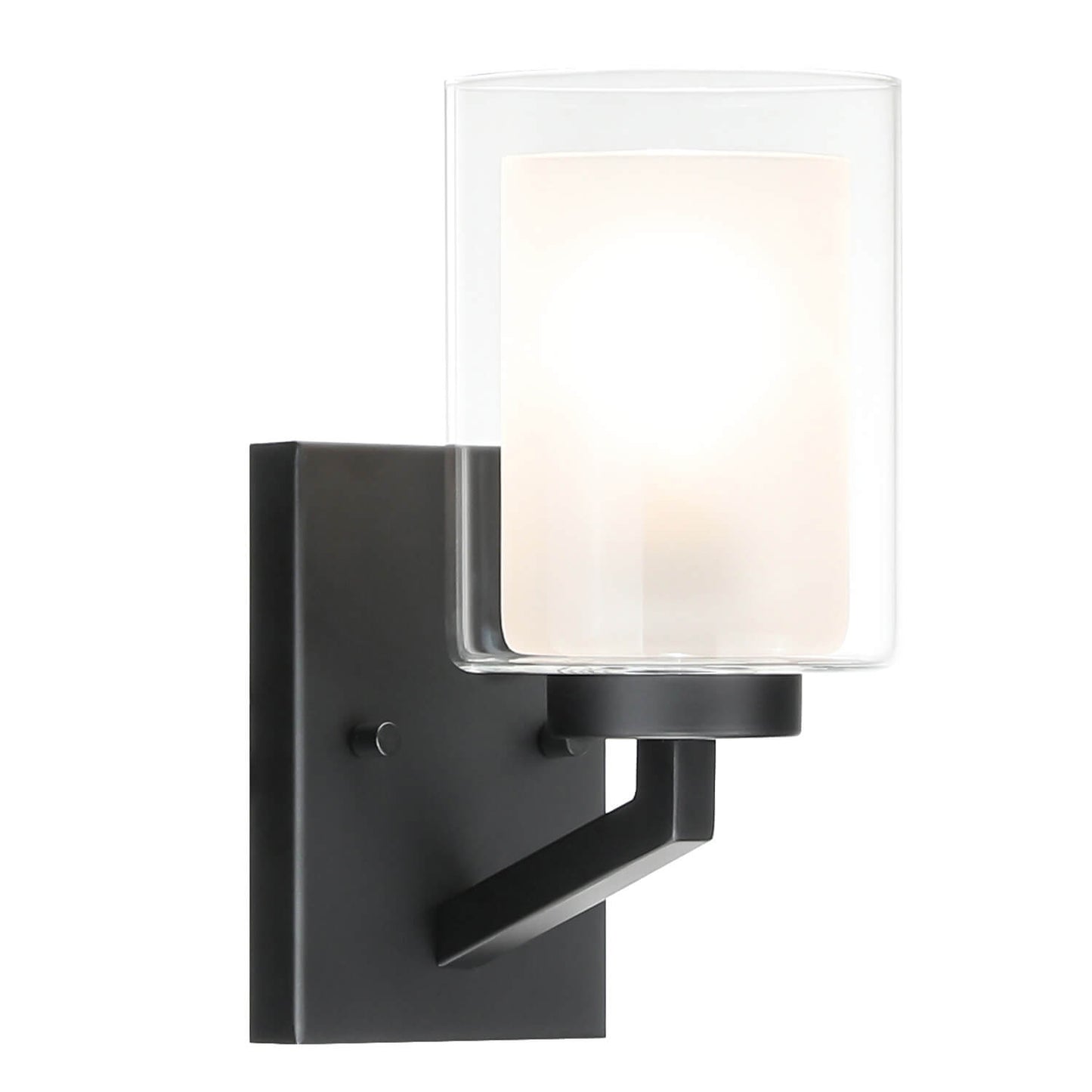 Black 1-Light Bathroom Wall Sconce with Dual Glass XB-W1294-1-MB