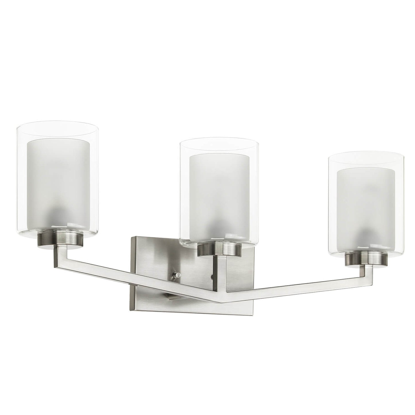 Brushed Nickel 3-Light Vanity Sconce with Dual Glass Shade XB-W1294-3-BN
