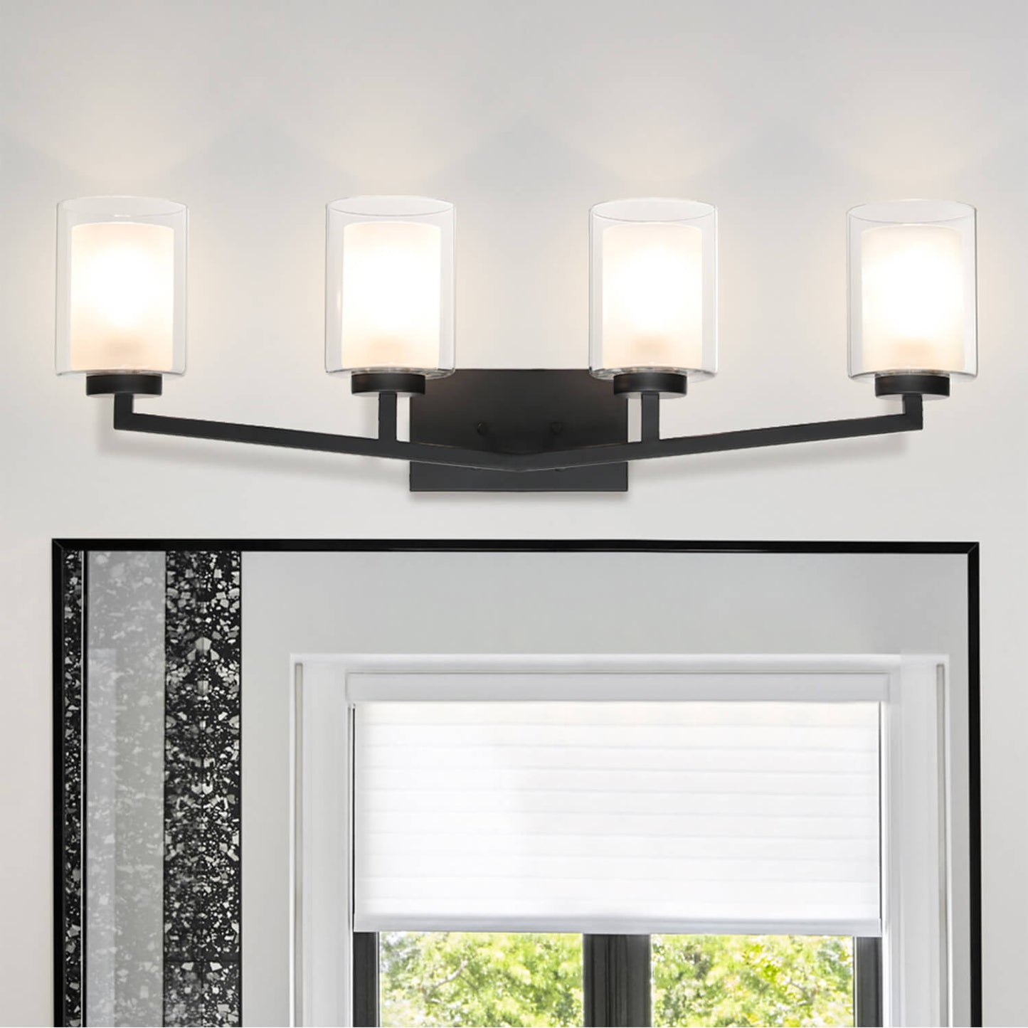 Black 4-Light Bathroom Vanity Sconce Over Mirror XB-W1294-4-MB
