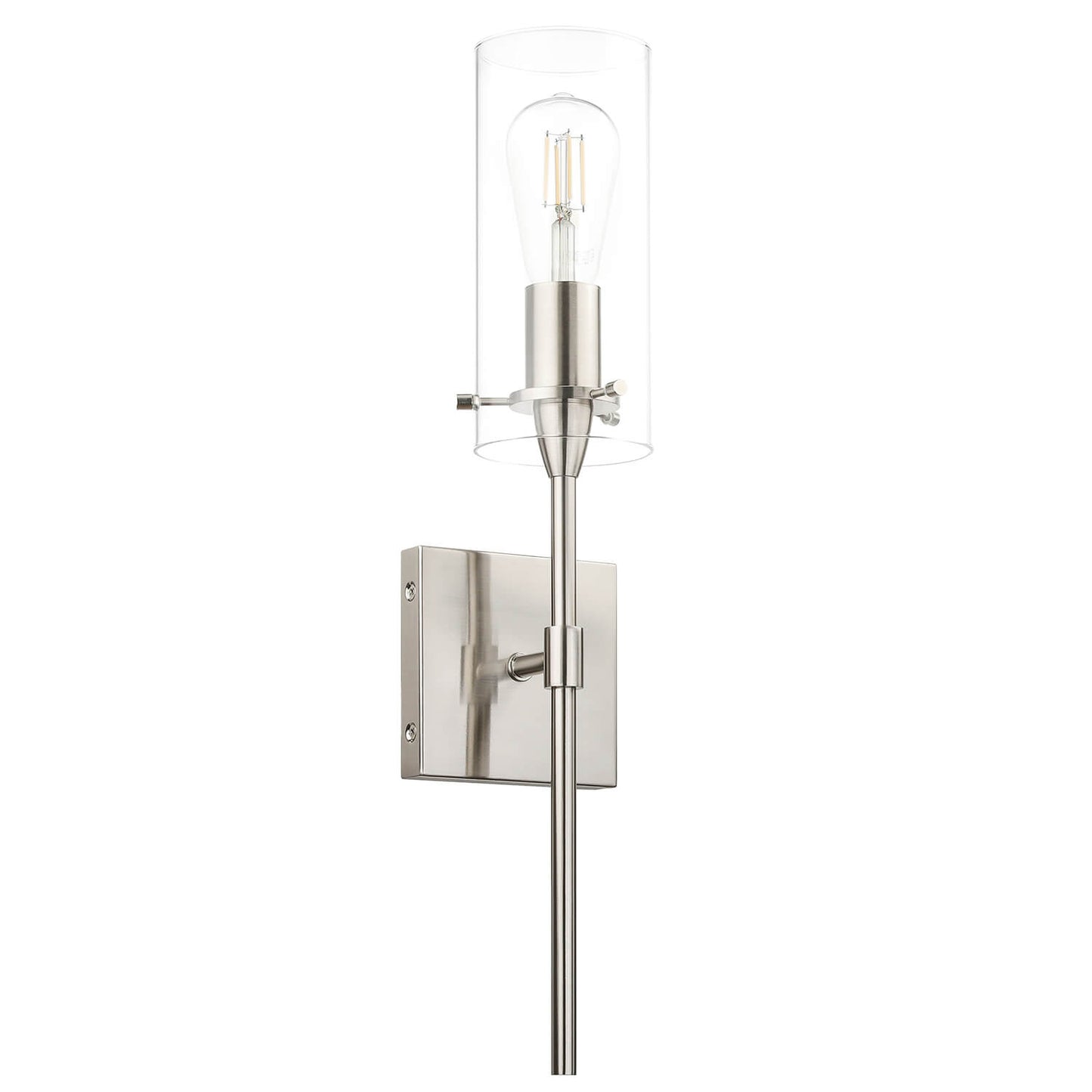 Set of 2 Modern Brushed Nickel Bathroom Sconces with Clear Glass XB-W1301-2BN