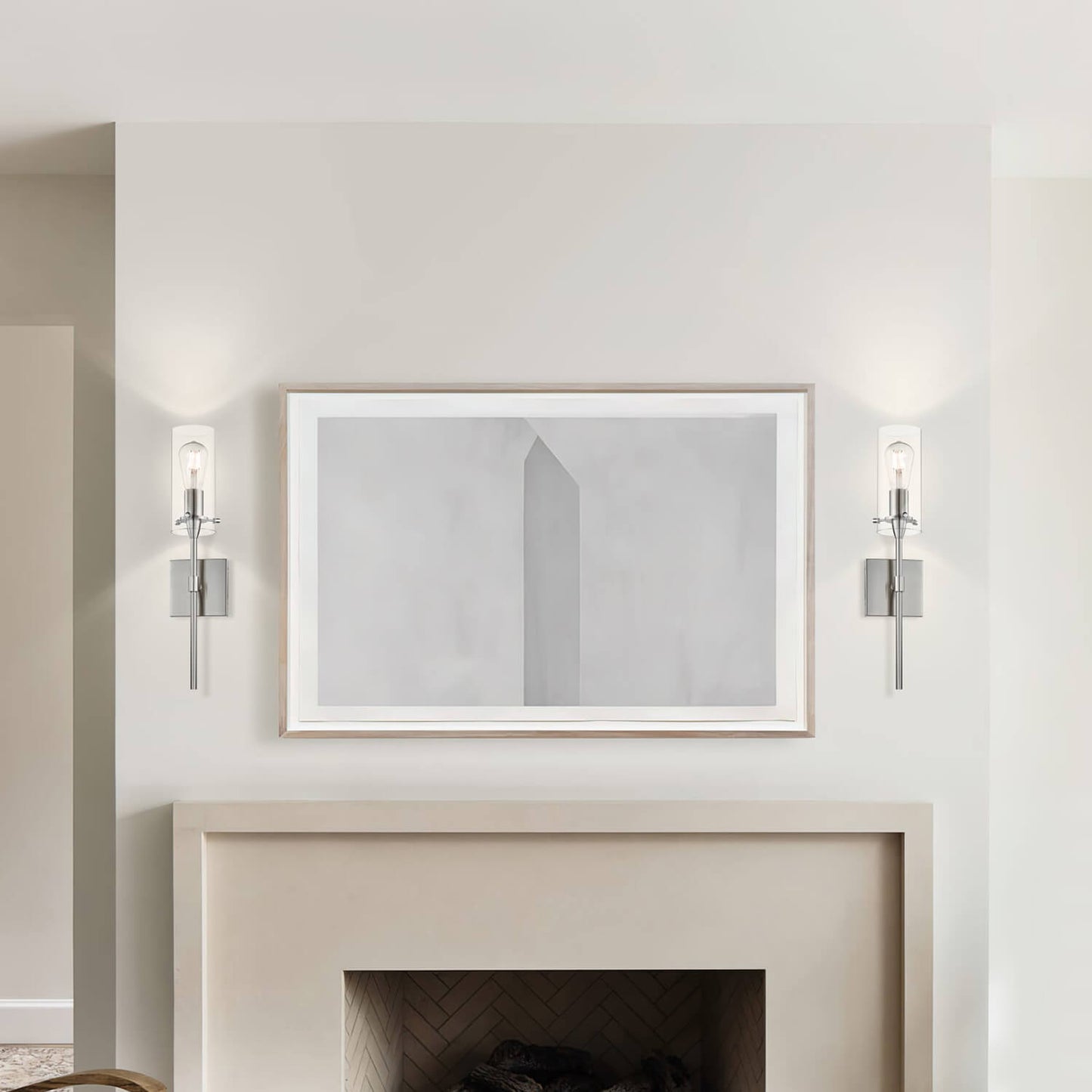 Set of 2 Modern Brushed Nickel Bathroom Sconces with Clear Glass XB-W1301-2BN