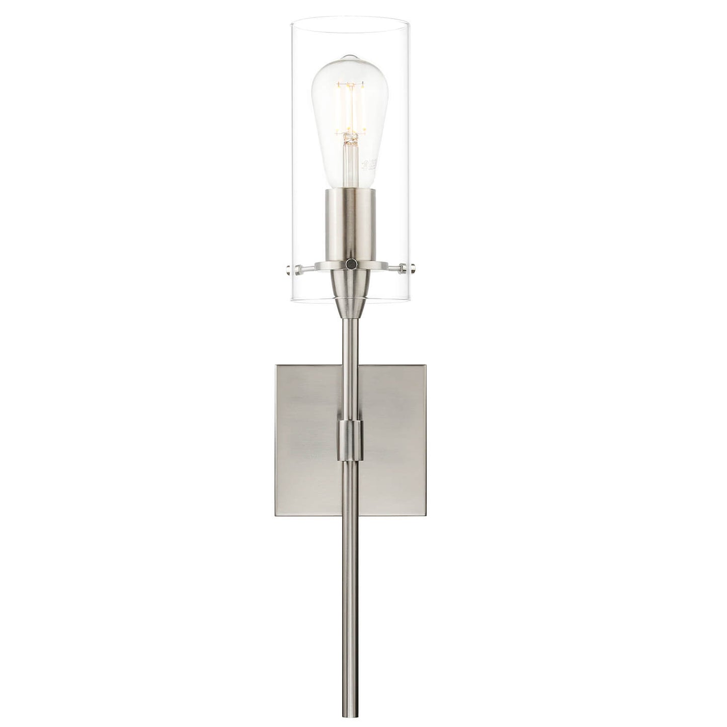 Set of 2 Modern Brushed Nickel Bathroom Sconces with Clear Glass XB-W1301-2BN