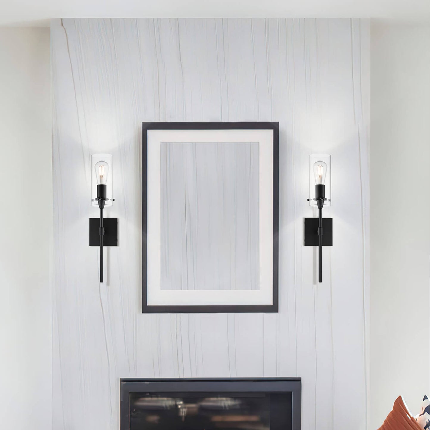 Set of 2 Modern Industrial Black Wall Sconces XB-W1301-2MB