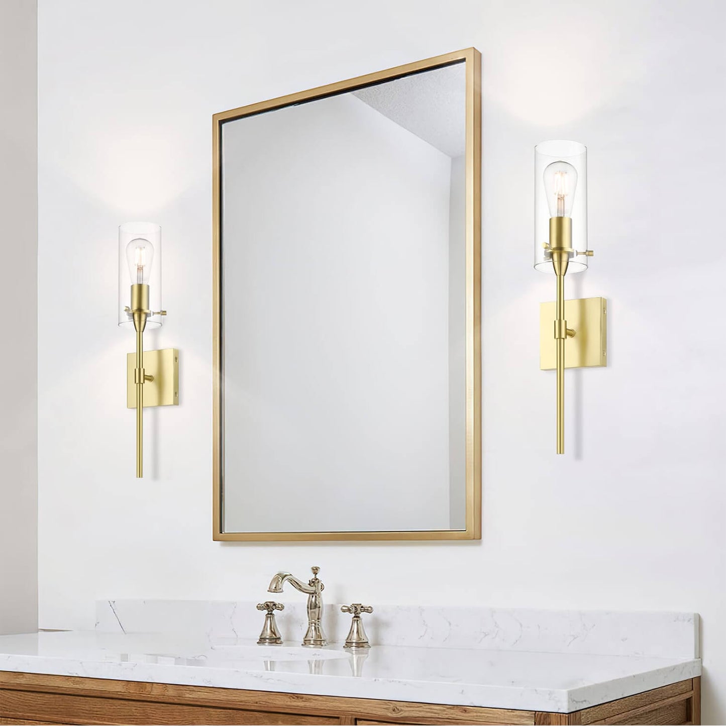 Set of 2 Modern Brass Bathroom Wall Sconces XB-W1301-2SB