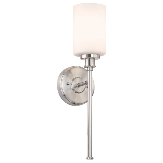 Modern Brushed Nickel Wall Sconce with White Glass Shade XB-W1305-1-BN