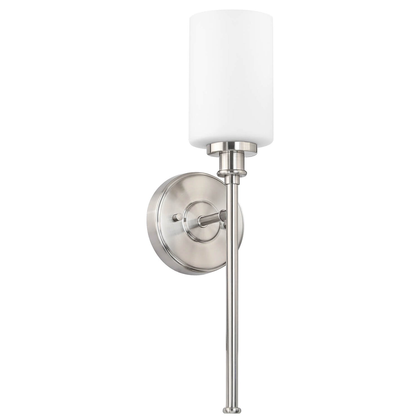 Modern Brushed Nickel Wall Sconce with White Glass Shade XB-W1305-1-BN
