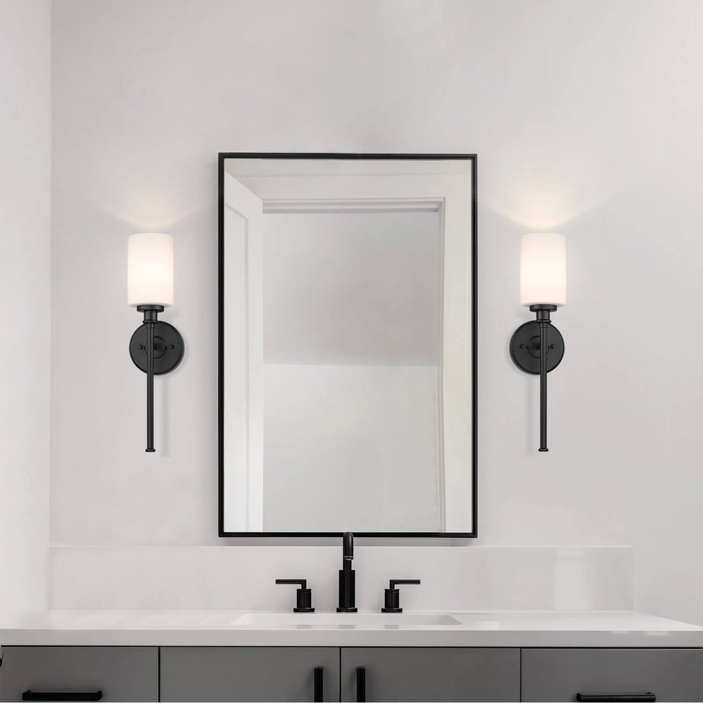 Black Bathroom Vanity Wall Sconce for Hallway & Living Room XB-W1305-1-MB
