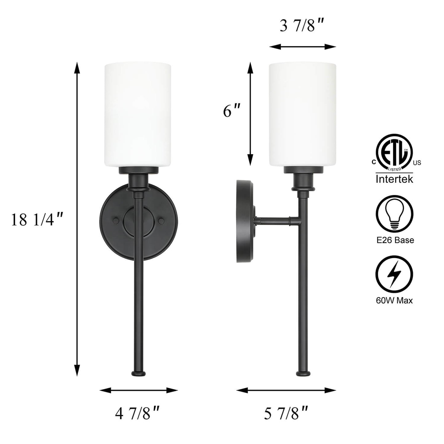 Black Bathroom Vanity Wall Sconce for Hallway & Living Room XB-W1305-1-MB