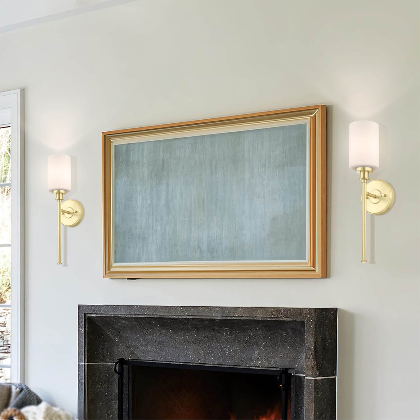 Modern Brass 1-Light Bathroom Sconce with Glass Shade XB-W1305-1-SB
