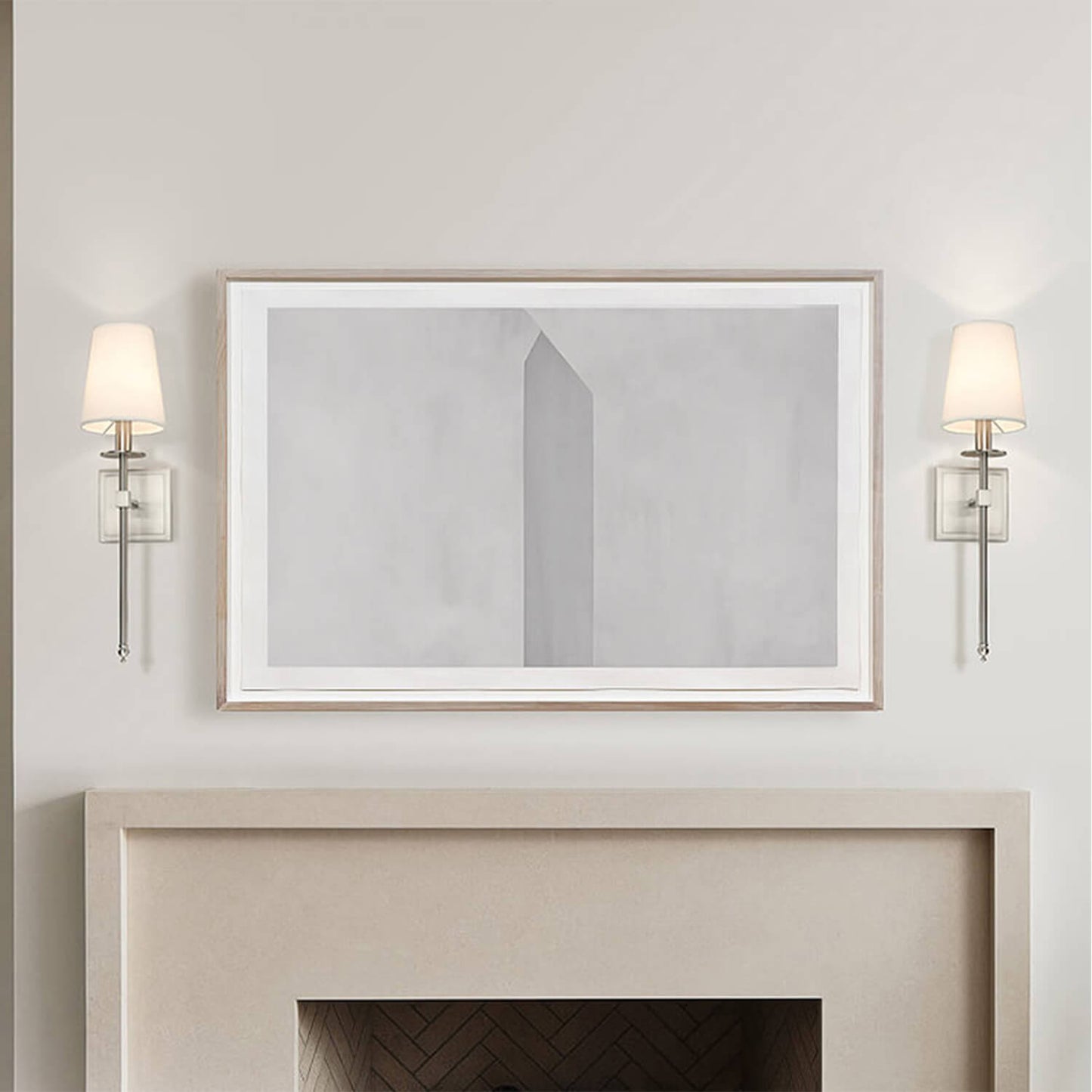 Set of 2 Modern Wall Sconce Light Fixtures, Fabric Shade, Brushed Nickel XB-W1307-BN