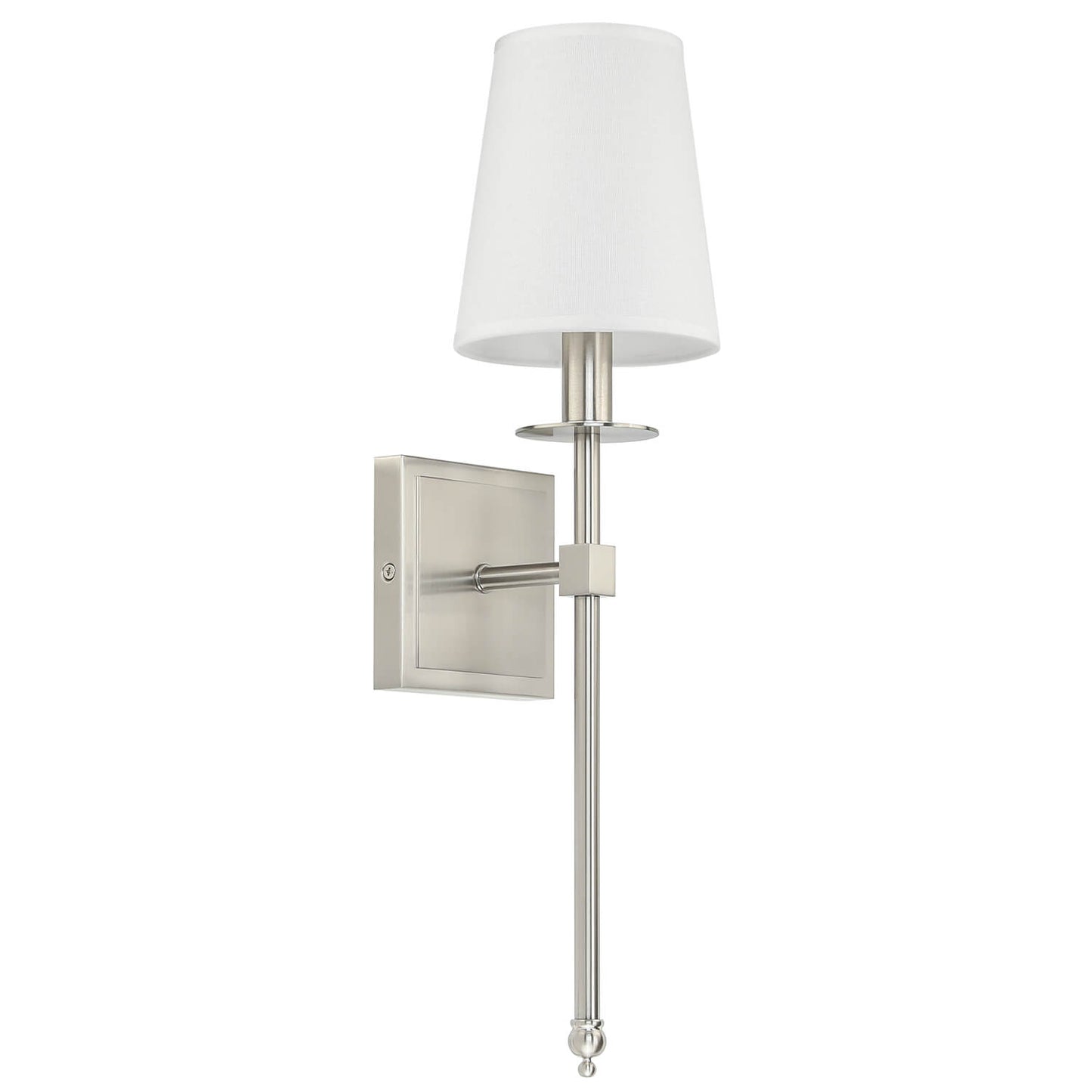 Set of 2 Modern Wall Sconce Light Fixtures, Fabric Shade, Brushed Nickel XB-W1307-BN