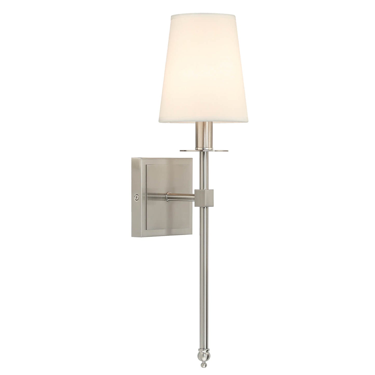 Set of 2 Modern Wall Sconce Light Fixtures, Fabric Shade, Brushed Nickel XB-W1307-BN