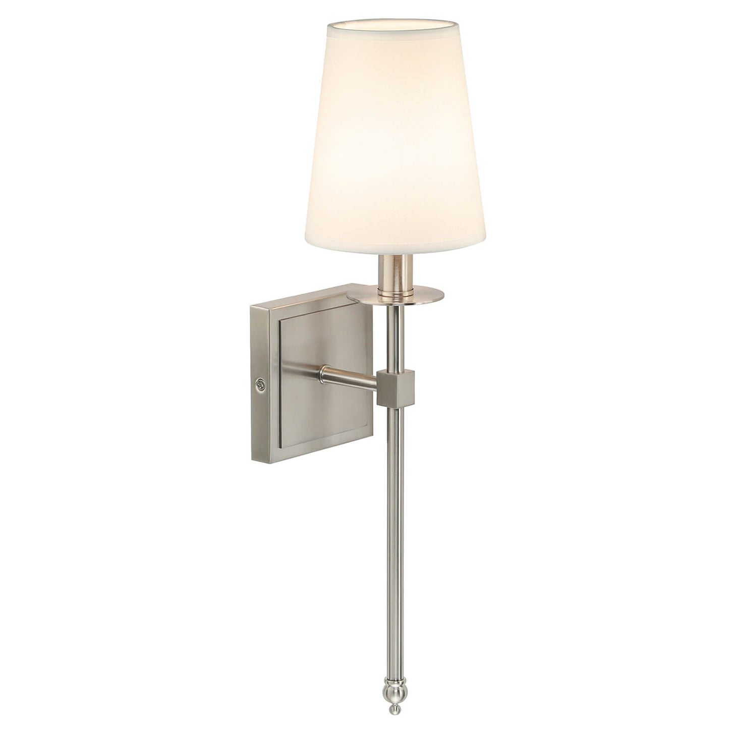 Set of 2 Modern Wall Sconce Light Fixtures, Fabric Shade, Brushed Nickel XB-W1307-BN