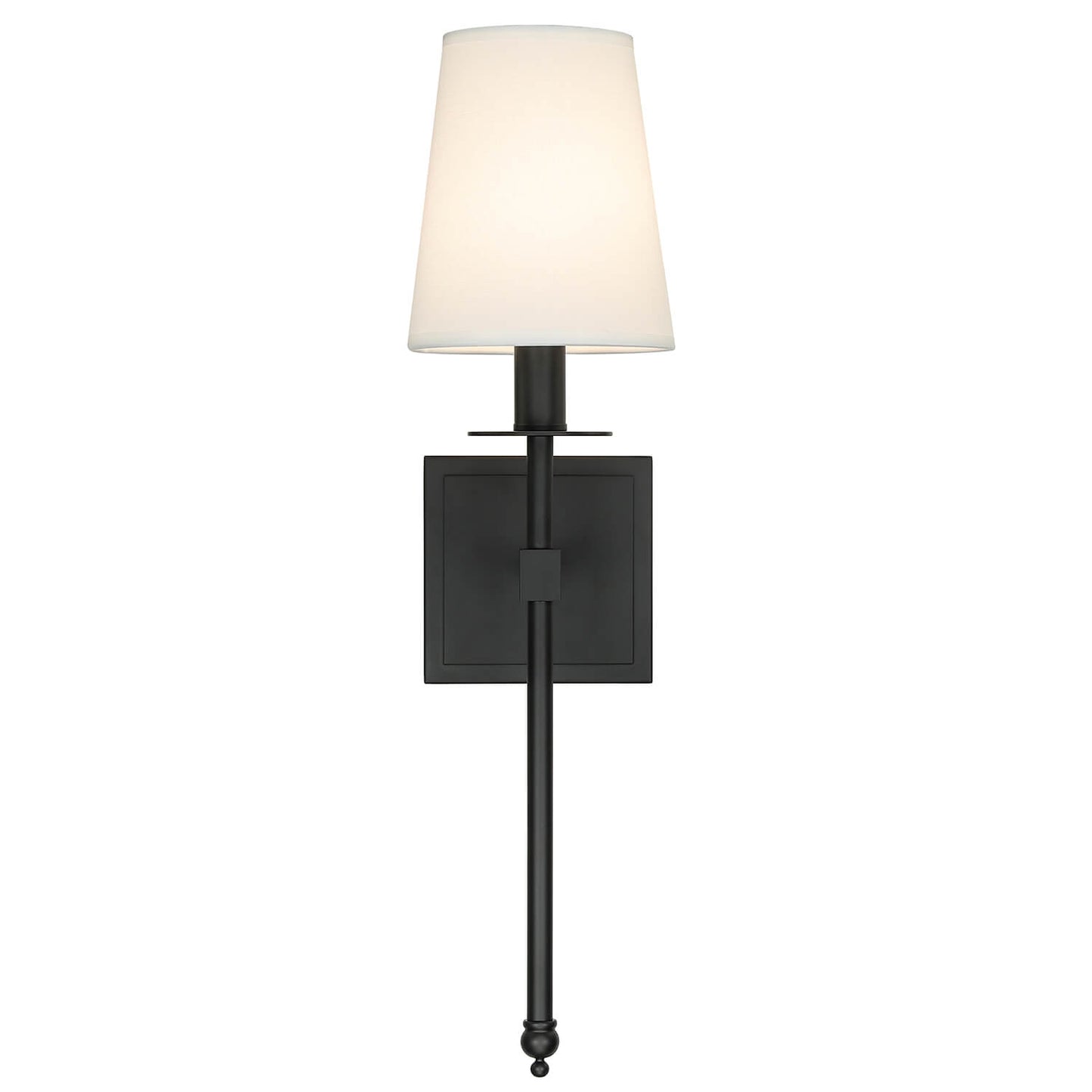 Set of 2 Black Wall Sconces with Flared White Fabric Shades for Bedroom XB-W1307-MB