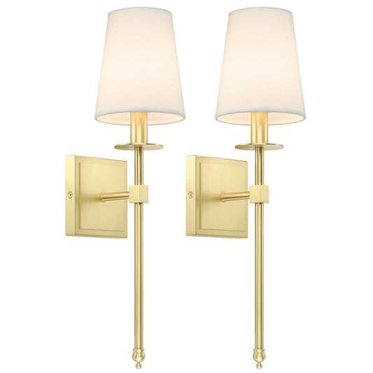 Set of 2 Brass Wall Sconces with Fabric Shade for Corridor XB-W1307-SB