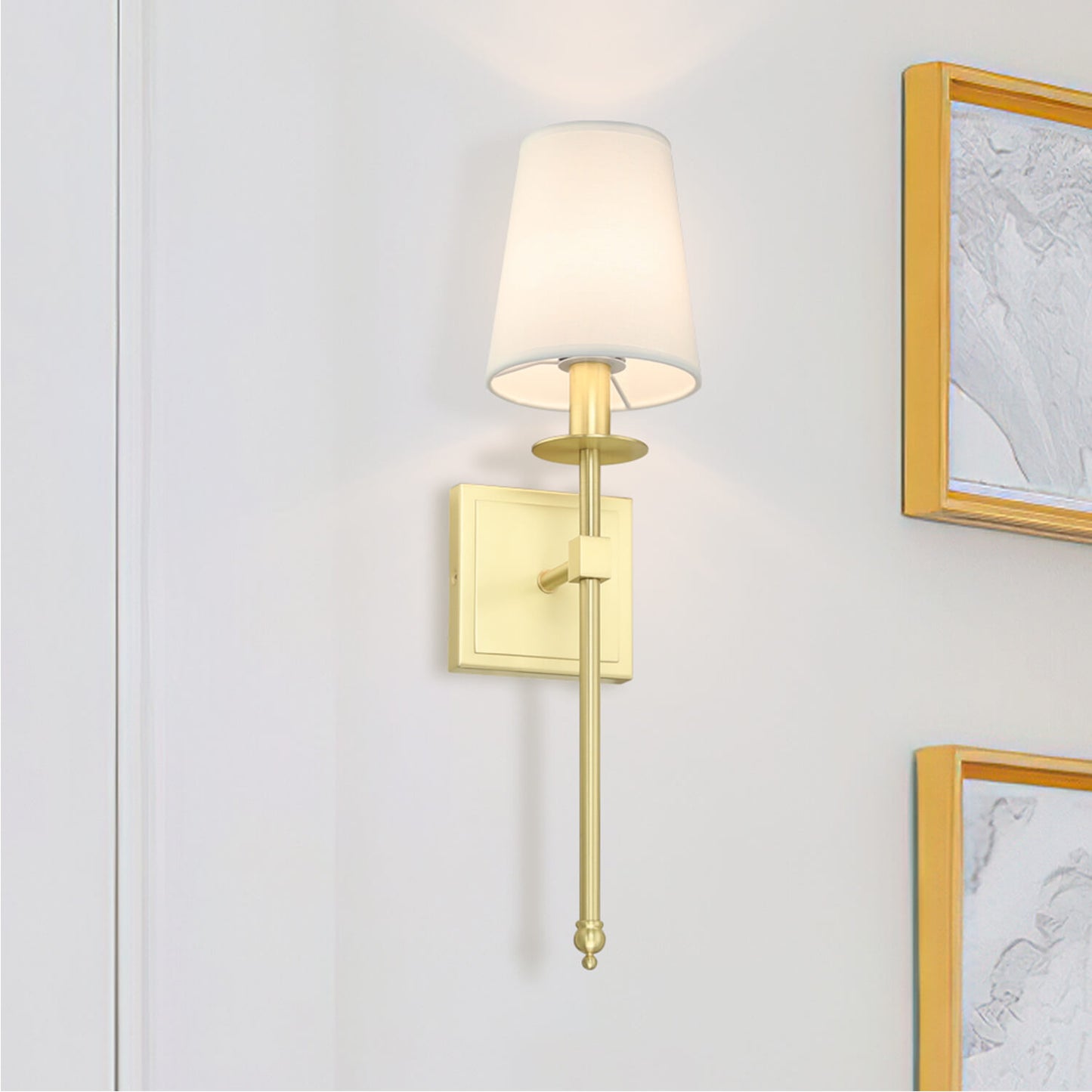 Set of 2 Brass Wall Sconces with Fabric Shade for Corridor XB-W1307-SB