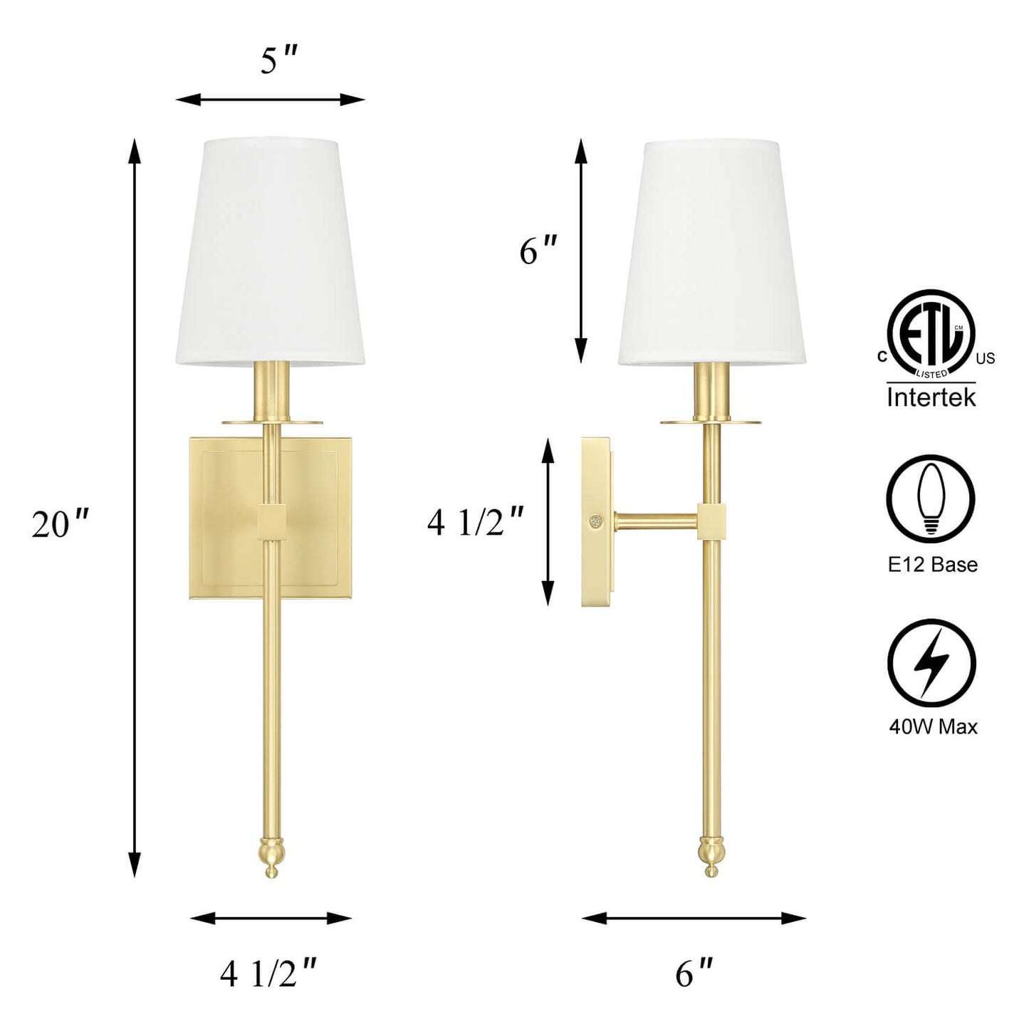 Set of 2 Brass Wall Sconces with Fabric Shade for Corridor XB-W1307-SB