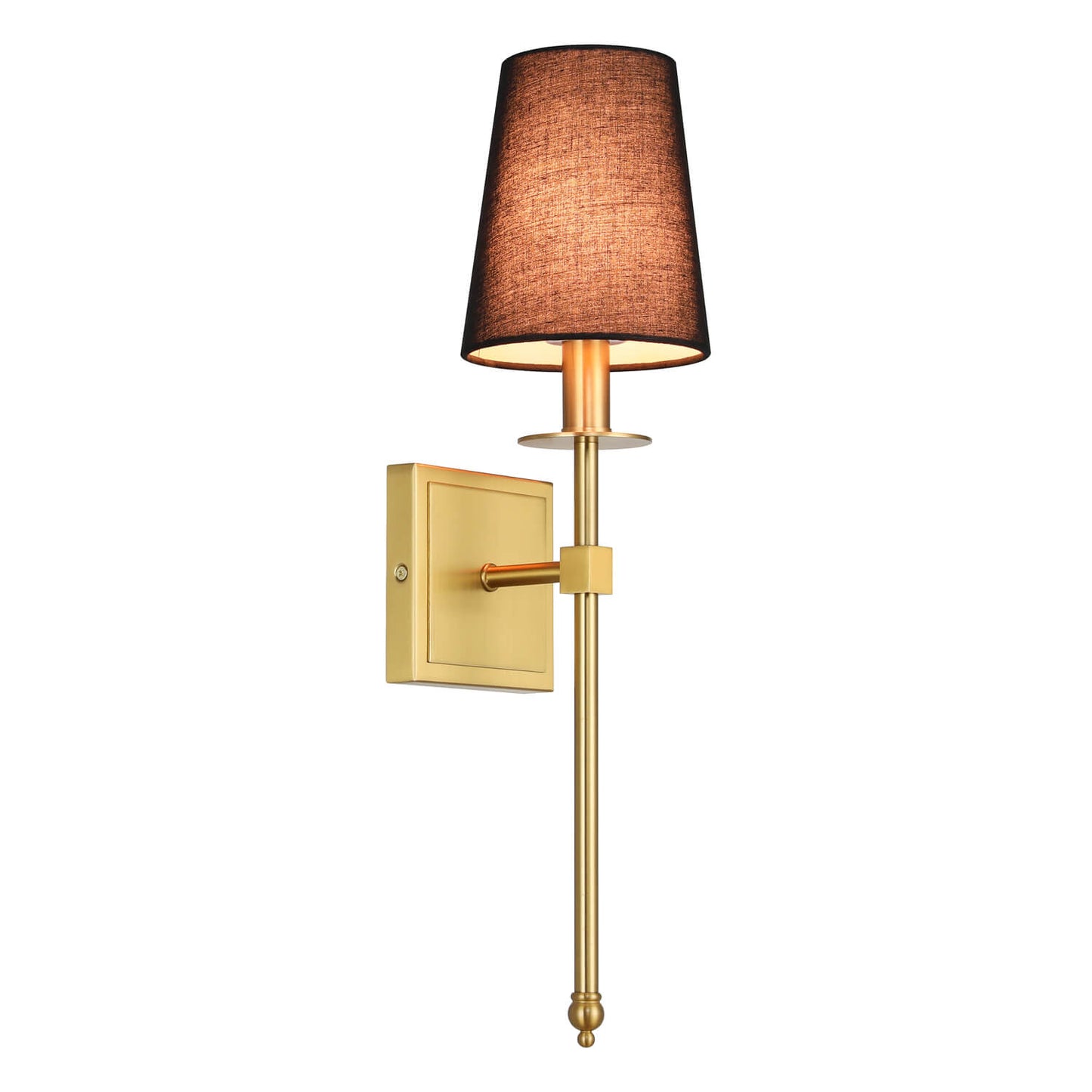 Set of 2 Brushed Brass Wall Sconces with Black Fabric Shade for Bedroom XB-W1307-BS