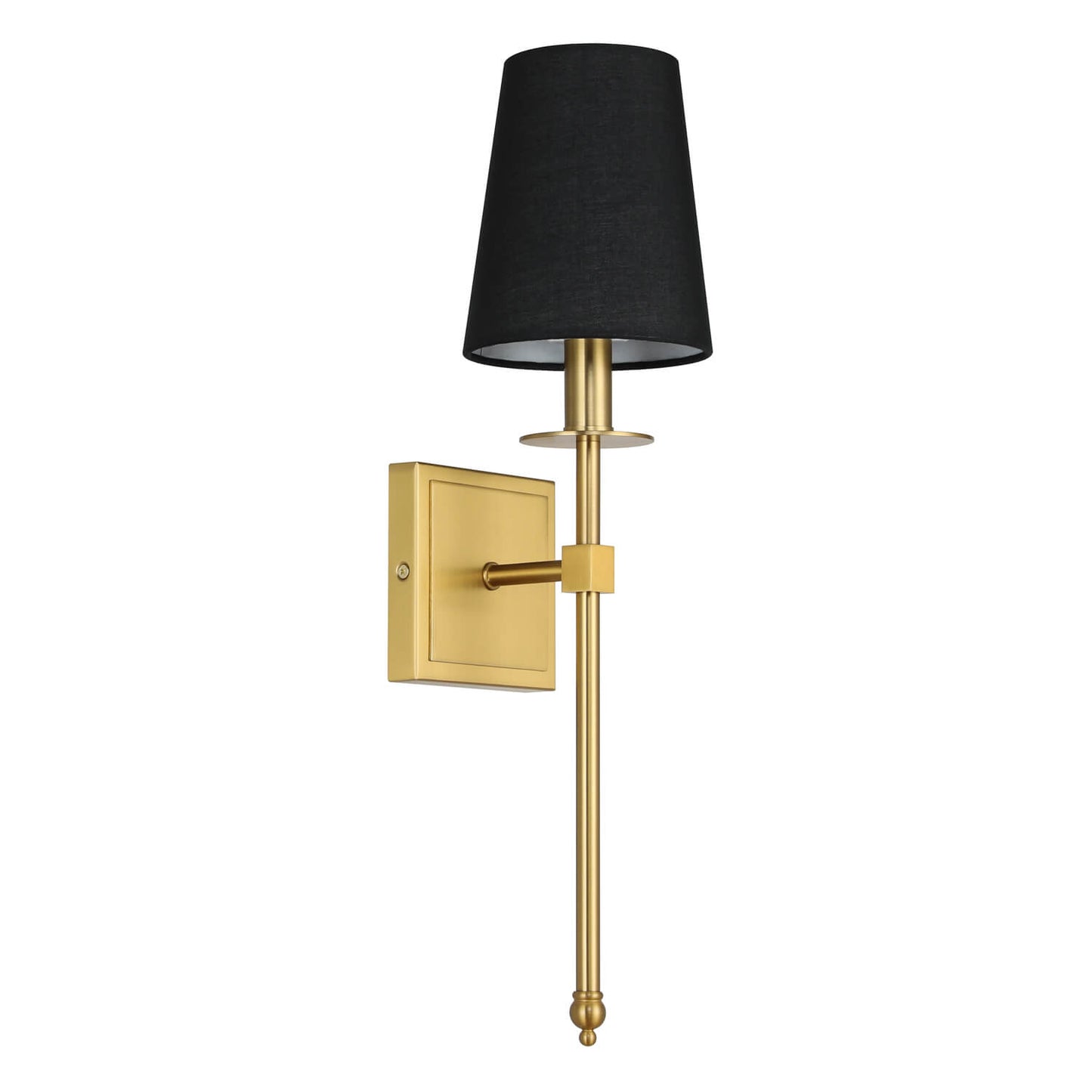 Set of 2 Brushed Brass Wall Sconces with Black Fabric Shade for Bedroom XB-W1307-BS