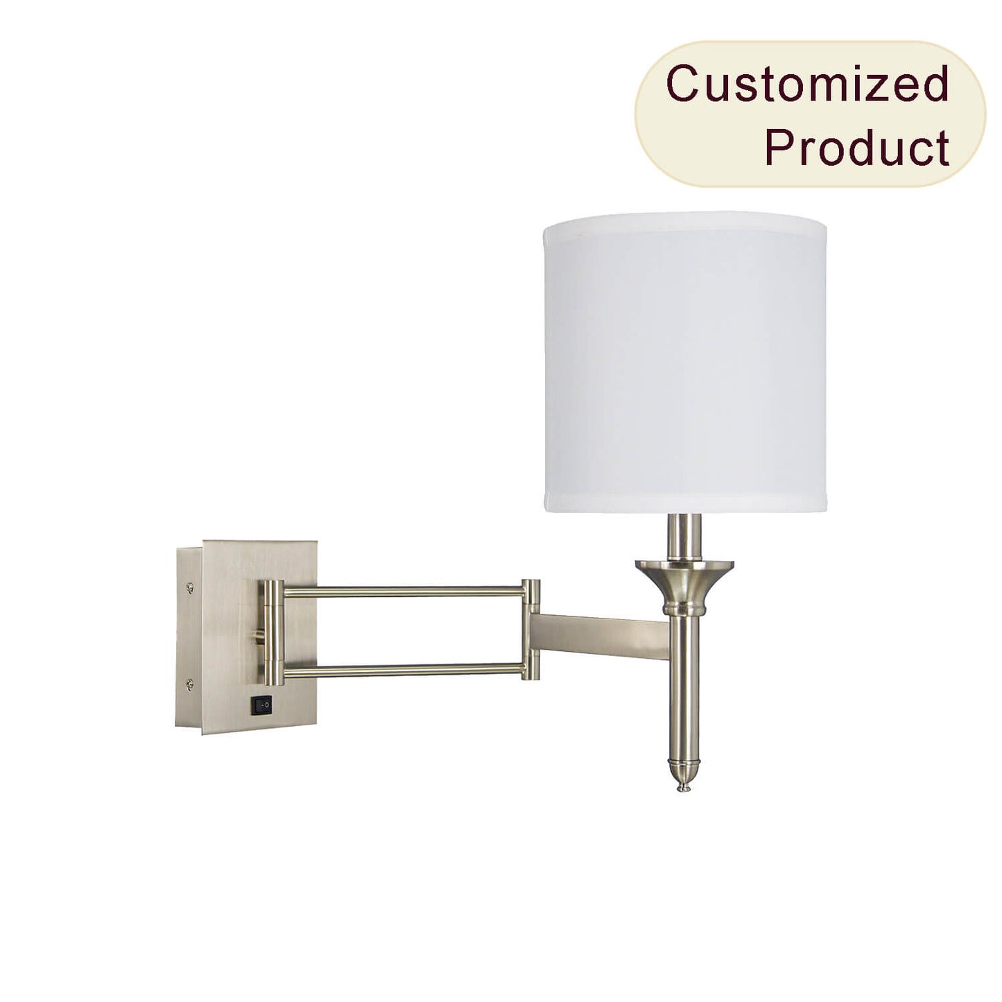 Metal Swing Arm Wall Sconce Light Nickel Modern Adjustable Bedroom Hotel Guestroom Wall Lamp with Plug XB-W131-BN