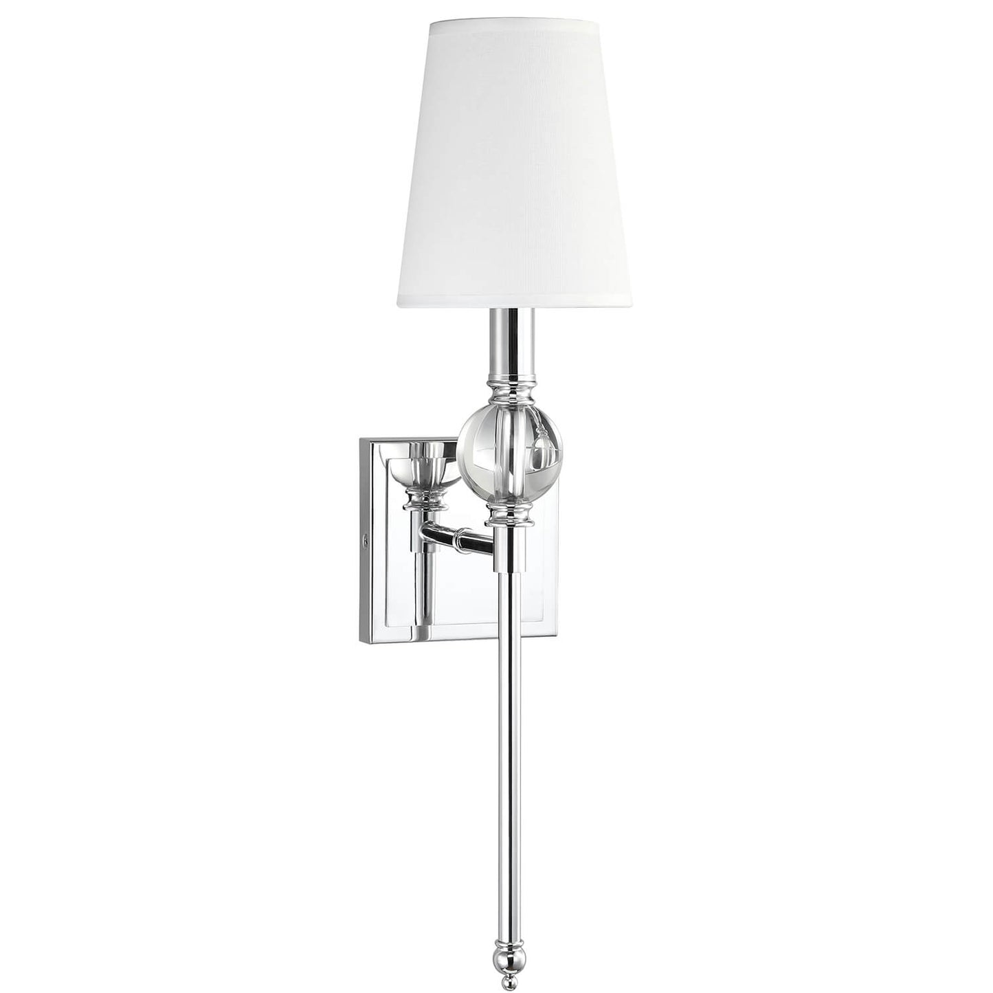 Set of 2 Modern Wall Sconce, Crystal Ball Accent, Fabric Shade, Chrome Finish XB-W1313-CH