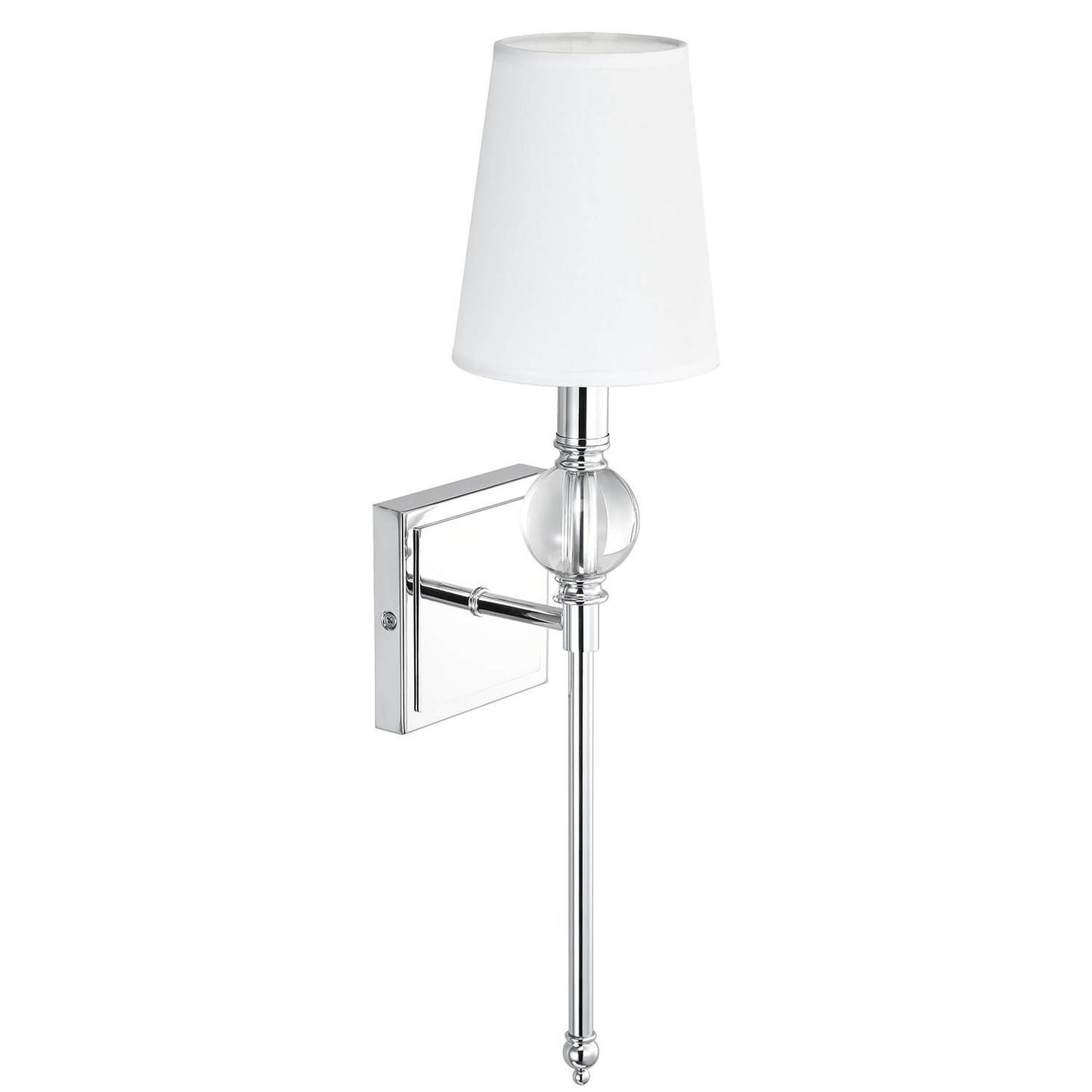 Set of 2 Modern Wall Sconce, Crystal Ball Accent, Fabric Shade, Chrome Finish XB-W1313-CH