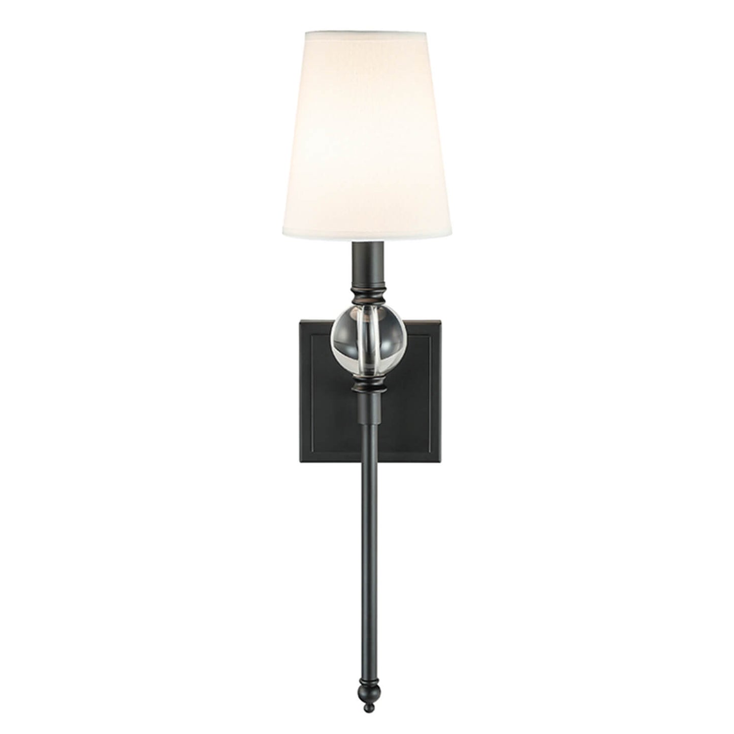 Set of 2 Wall Sconce Light Fixtures, Crystal Globe Accent, Fabric Shade, Matte Black XB-W1313-MB