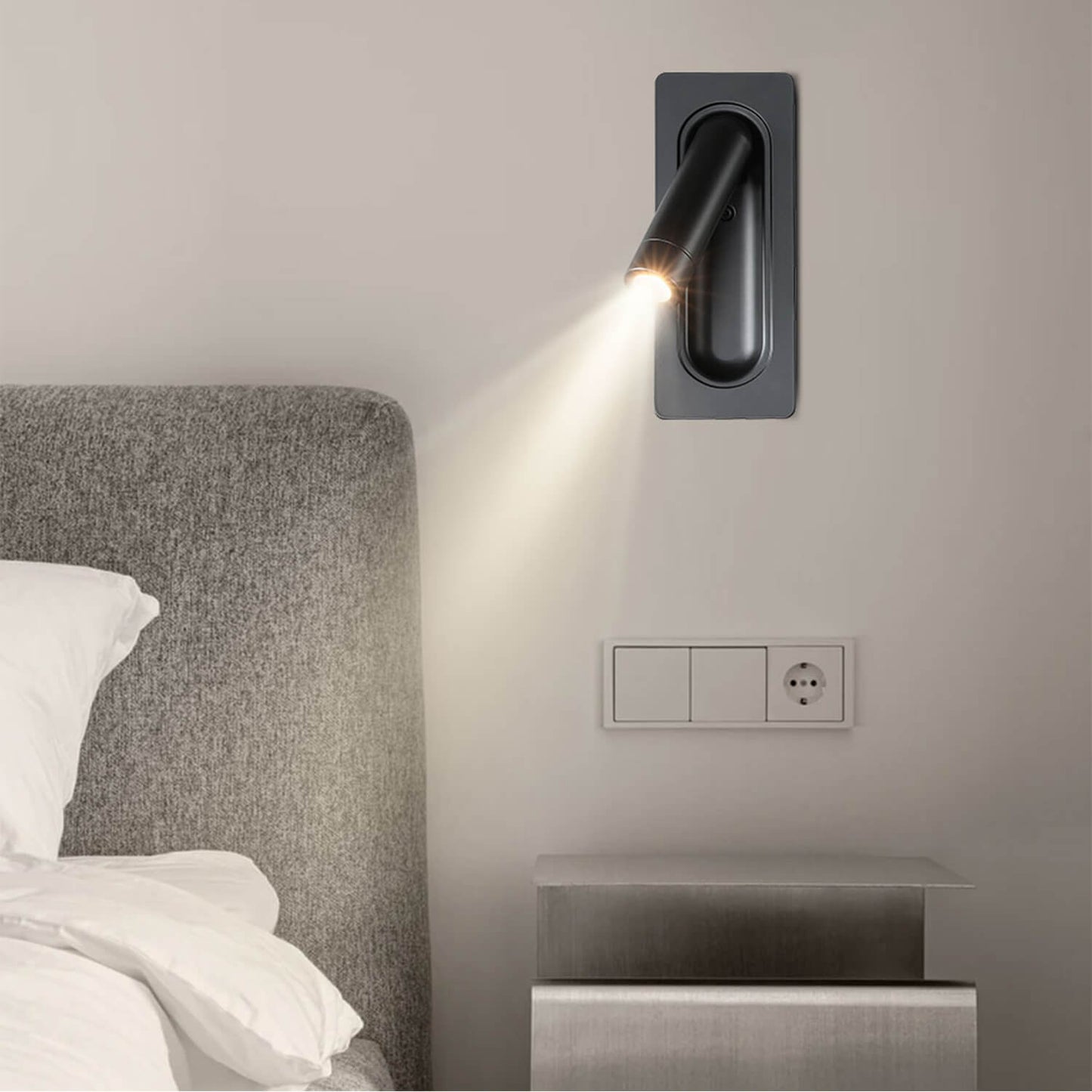 Indoor Adjustable Recessed Headboard Reading Wall Lamp Hotel Bedroom Bedside Cheap Modern Wall Light Interior XB-W1318-MB