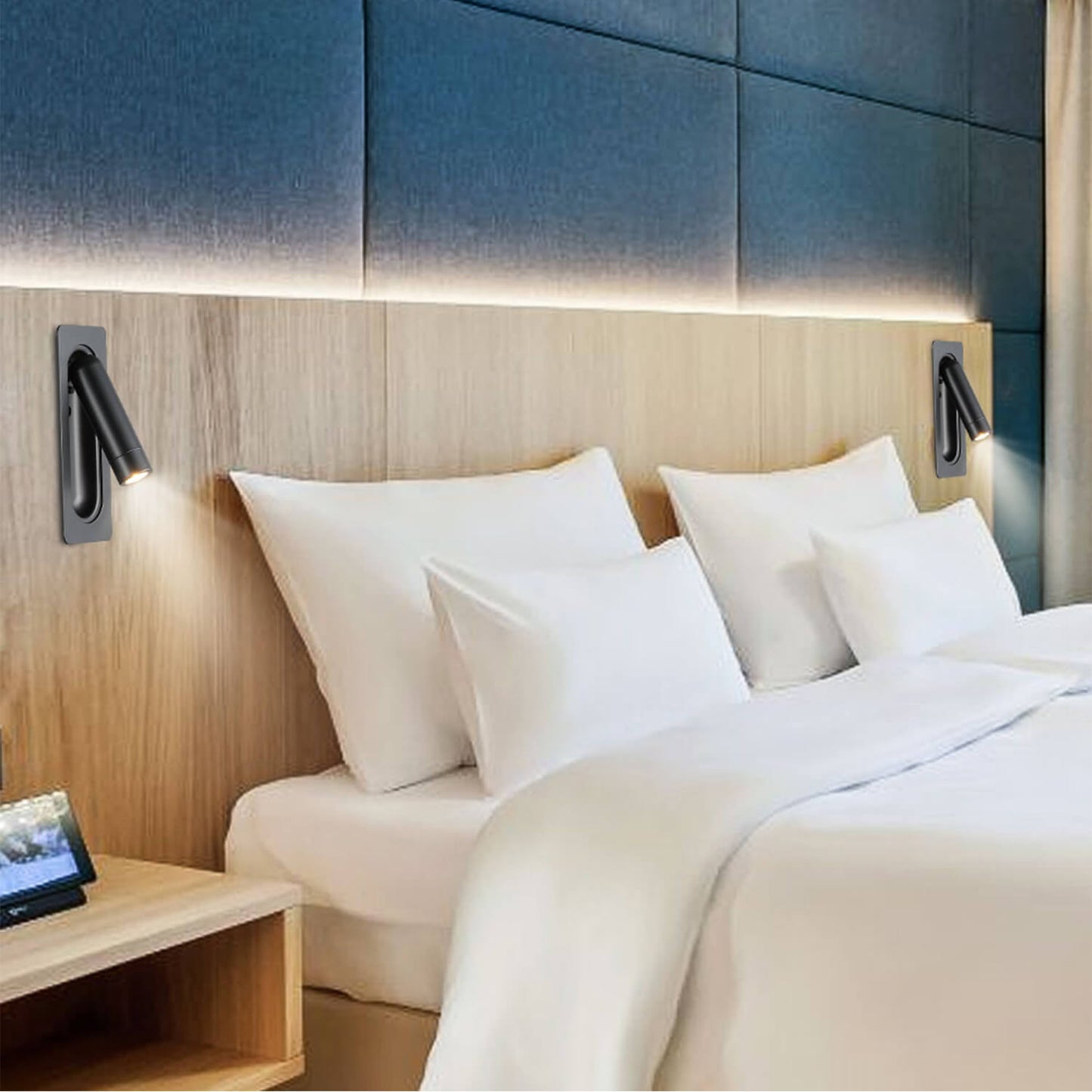 Indoor Adjustable Recessed Headboard Reading Wall Lamp Hotel Bedroom Bedside Cheap Modern Wall Light Interior XB-W1318-MB