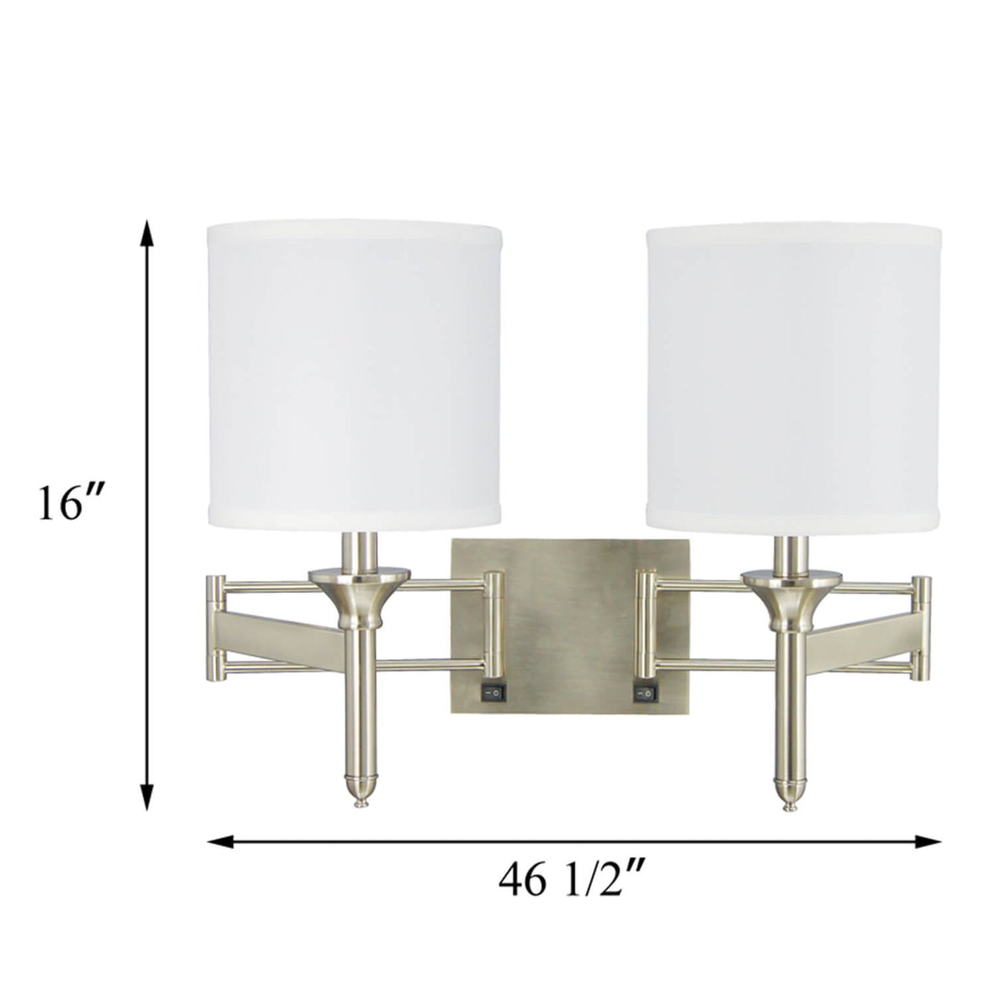 Swing Arm Wall Sconce Nickel Bedside Hotel Headboard Reading Lighting Modern Wall Lamp with Power Outlets XB-W132-BN