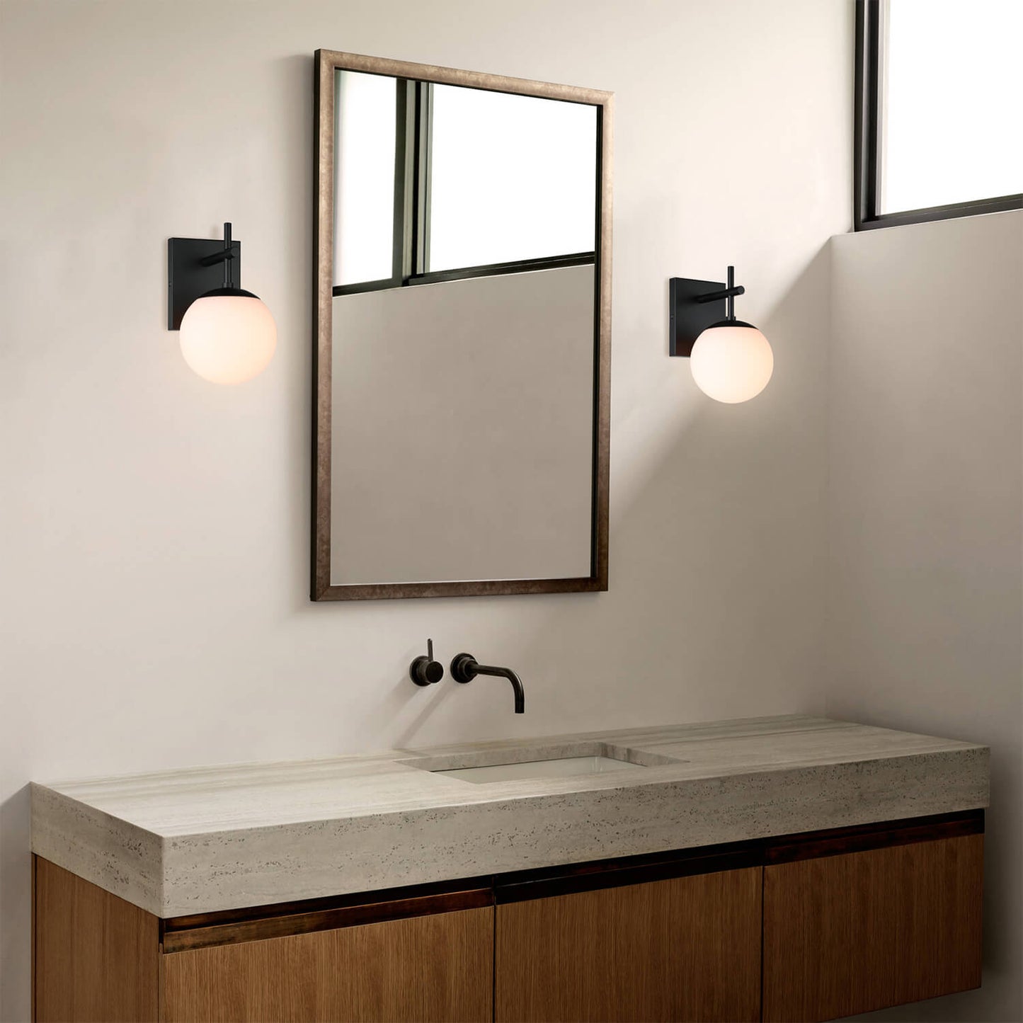 Mid Century Black Glass Wall Sconce XB-W1320-1-MB