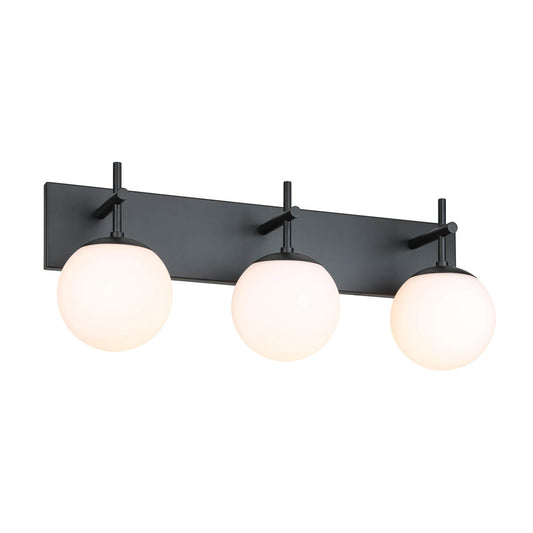 Farmhouse 3-Light Black Vanity Light with White Globe Glass Shade XB-W1320-3-MB