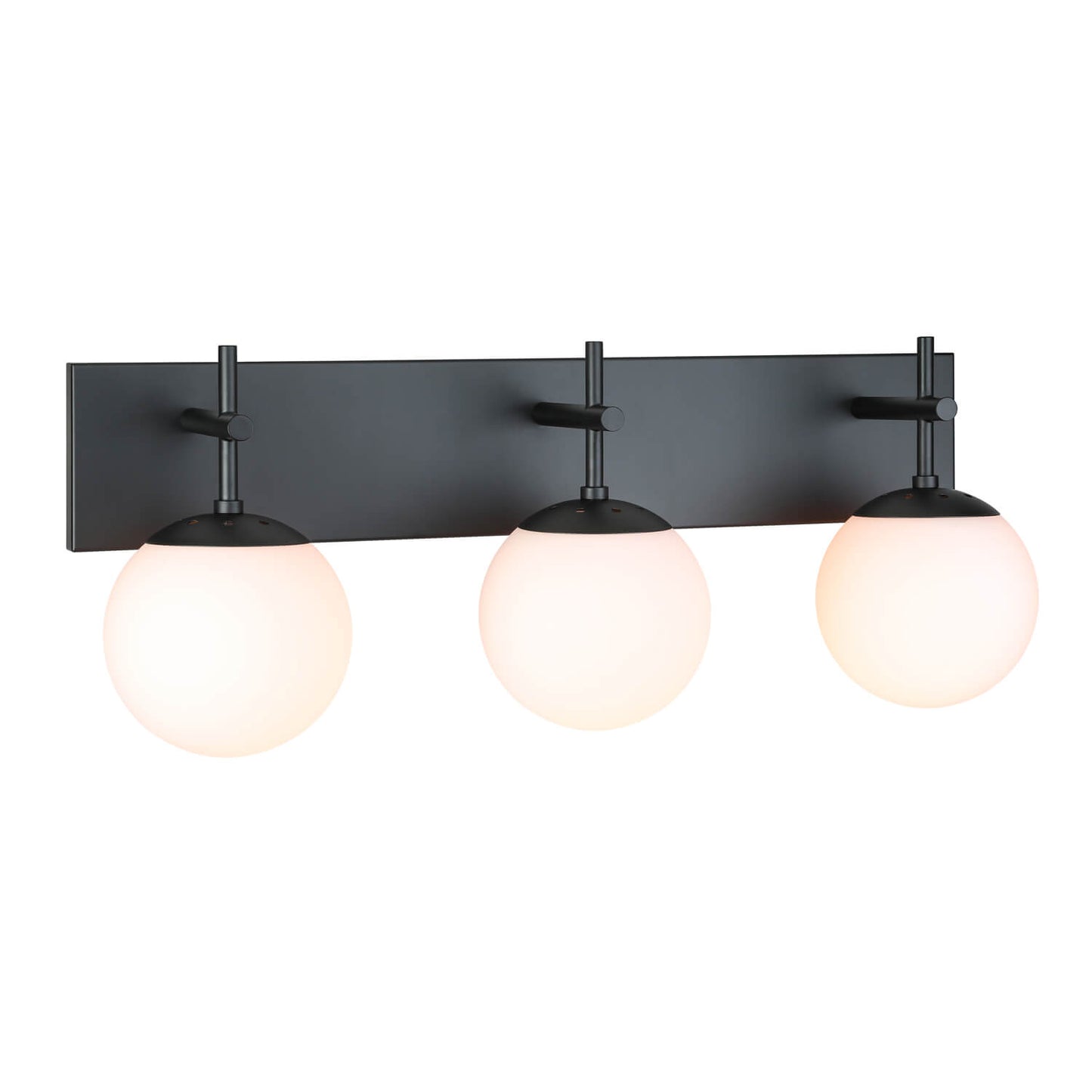 Farmhouse 3-Light Black Vanity Light with White Globe Glass Shade XB-W1320-3-MB